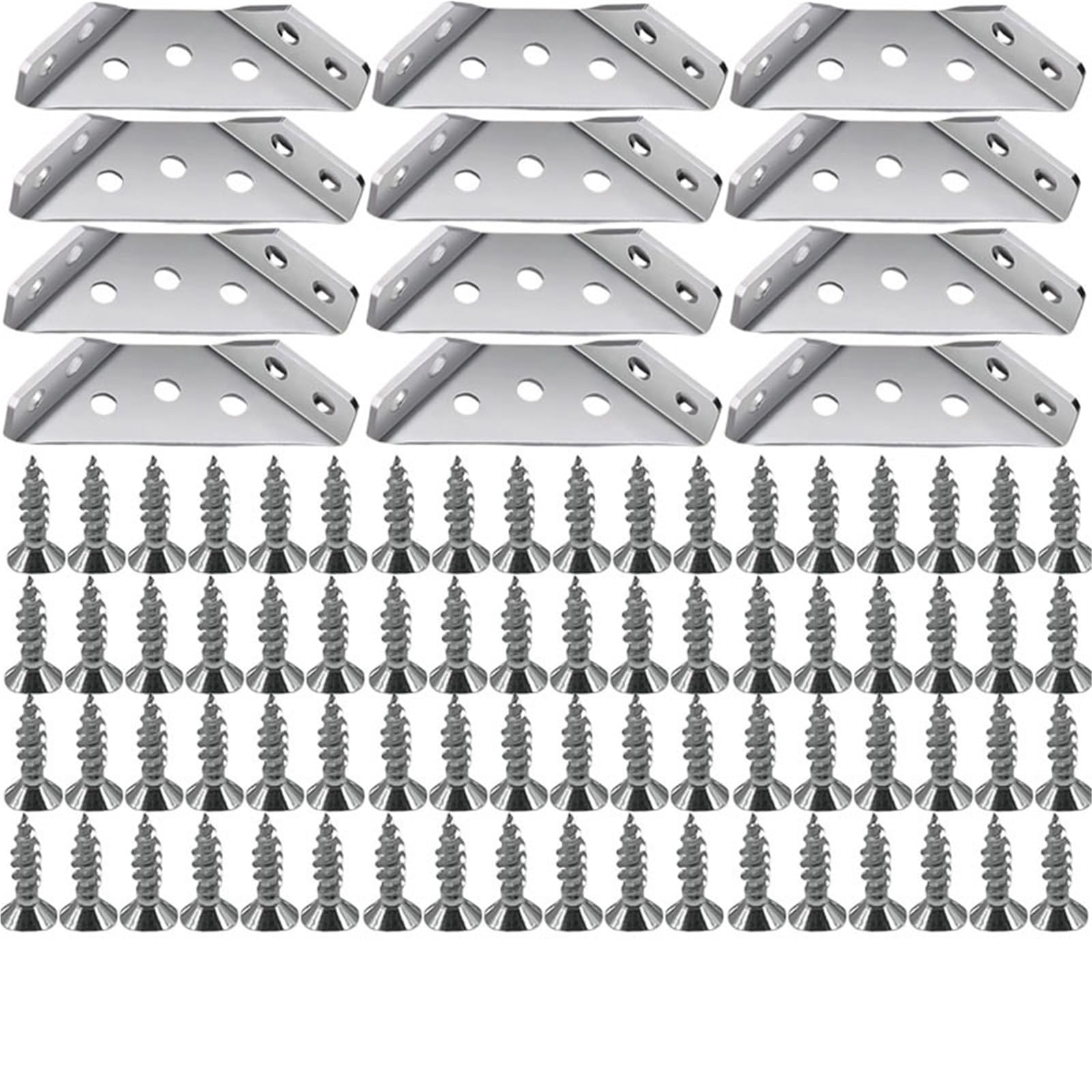 Cidegoo 12Set Corner Code 1-24Set Corner Brackets Stainless Steel Furniture Angle Shelf Connector Cabinet Support Fixing Frame Brace With Screw(12Set)