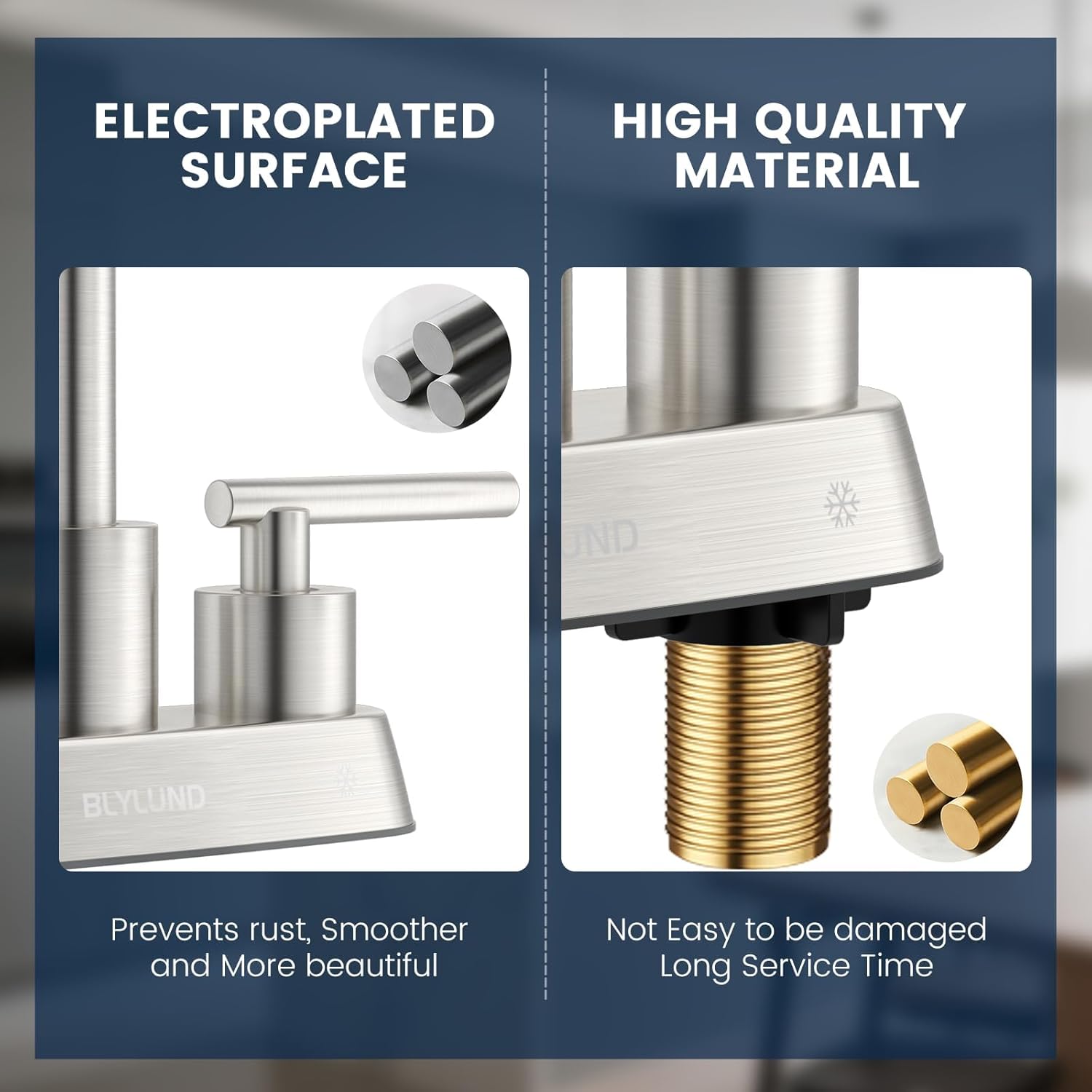 Commercial Bar Sink Faucet 4 Inch Center Deck Mount, Stainless Steel High Arch 2 Hole Utility Sink Faucets with Dual Lever Handles for Laundry Campers (Brushed Nickel) - Image 5