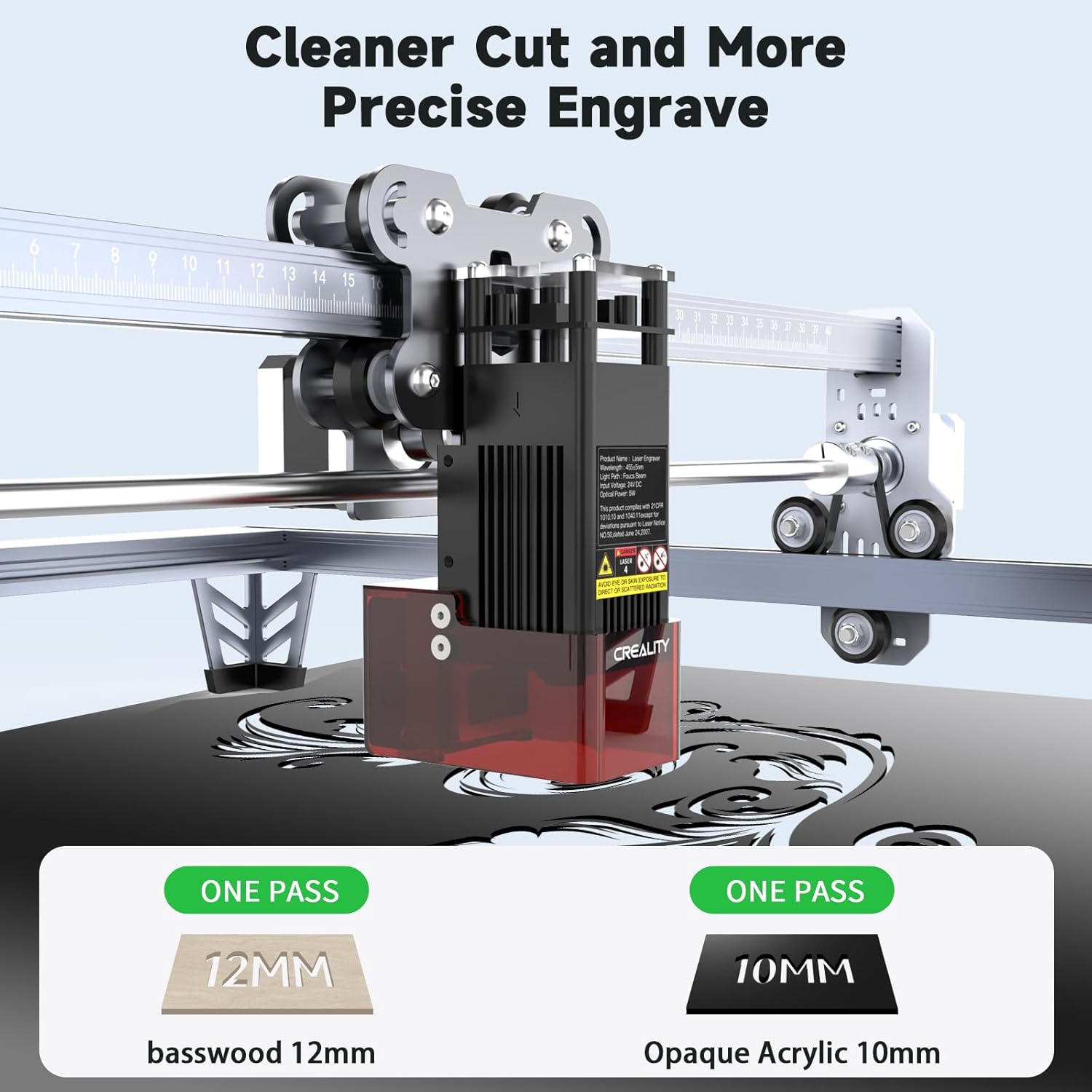 Creality Laser Engraver, 10W Output Power Laser Cutter, 0.06mm High Precision Laser Cutter and Engraver for Wood and Metal, Paper, Acrylic, Glass, Leather etc, 15.7"×16.3" Workspace