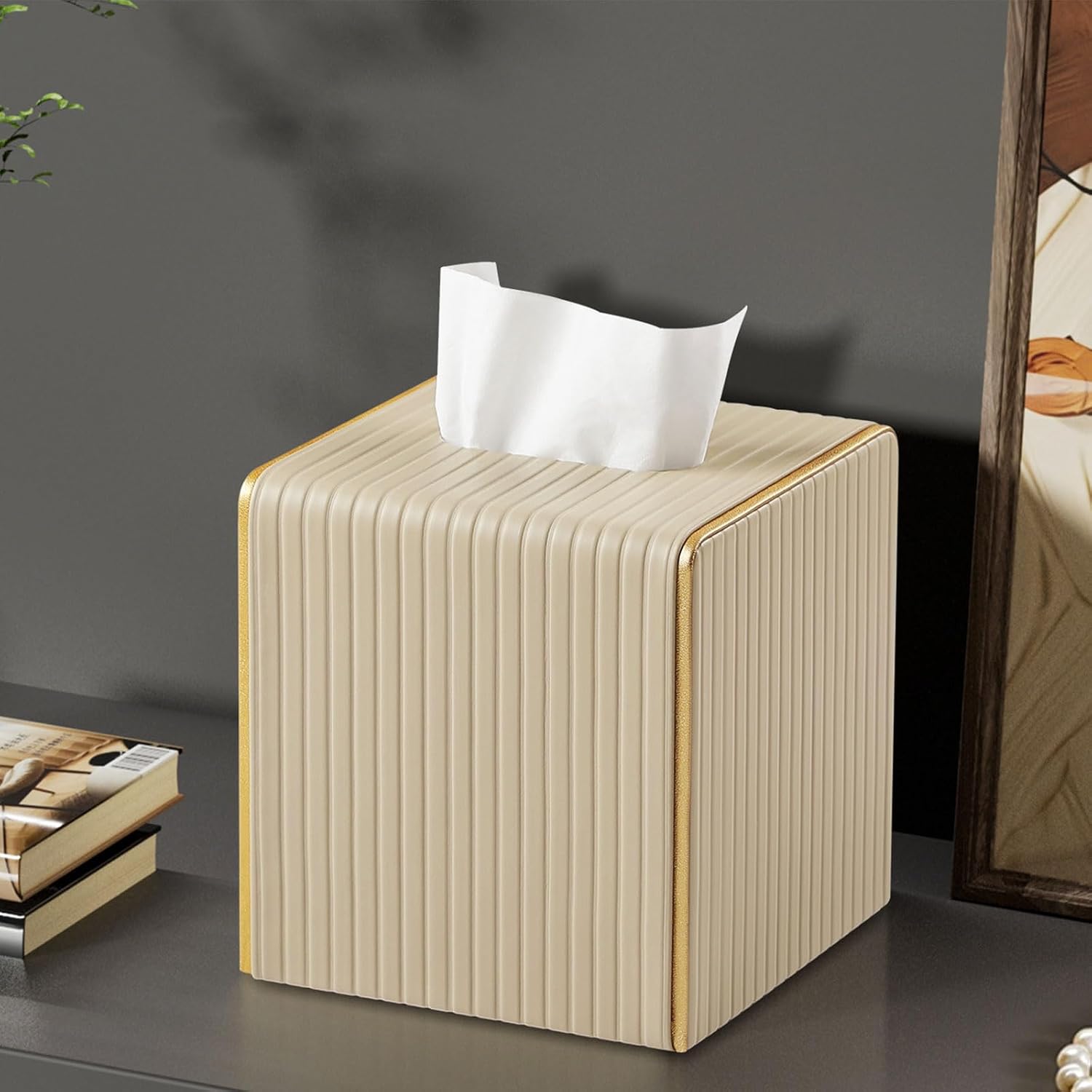 PU Leather Tissue Box Cover with Sturdy Board Base Stylish and Functional Stylish Leather Tissue Case