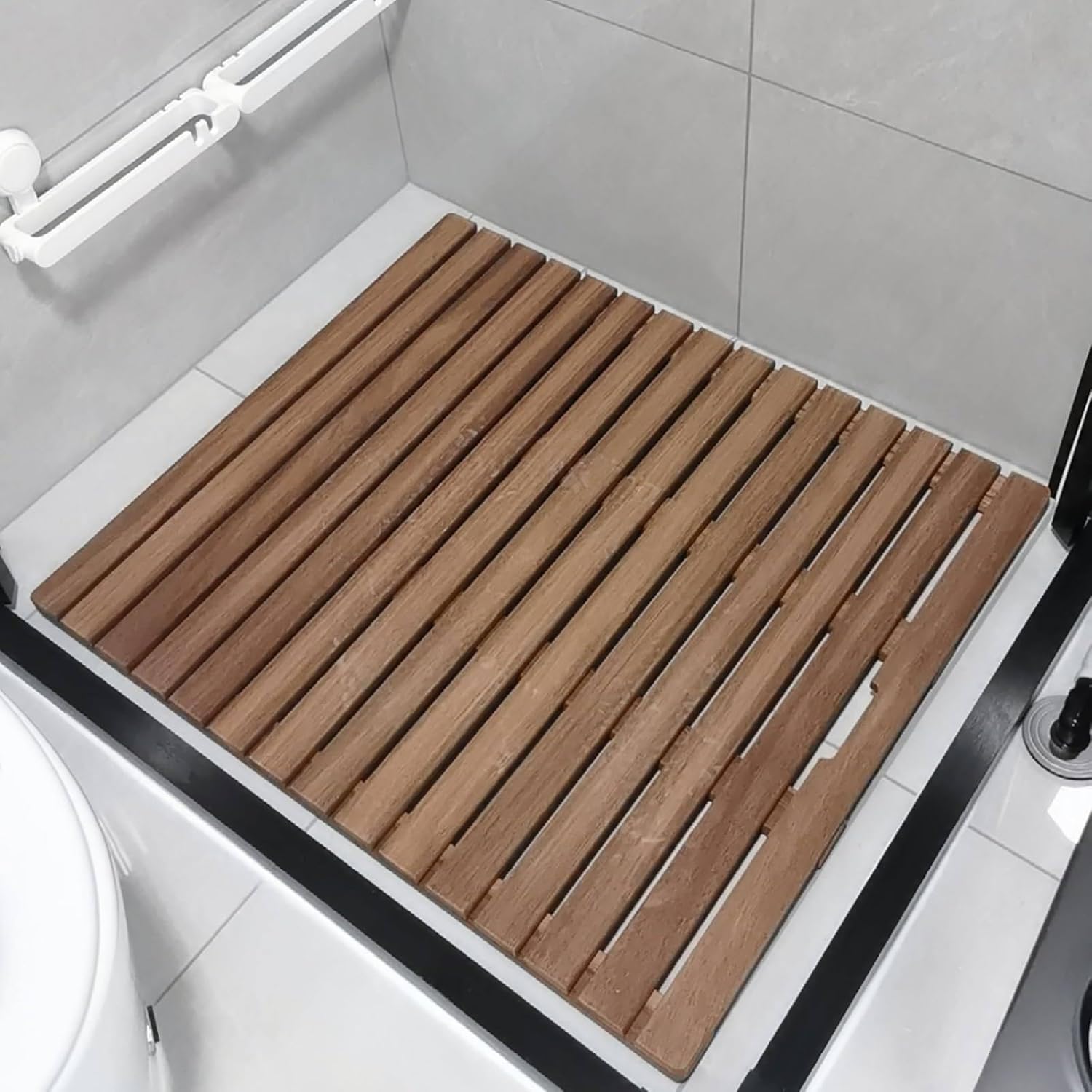 Amazon.com: Wooden Bath Shower Mat, Length Teak Solid Wood Shower Floor ...