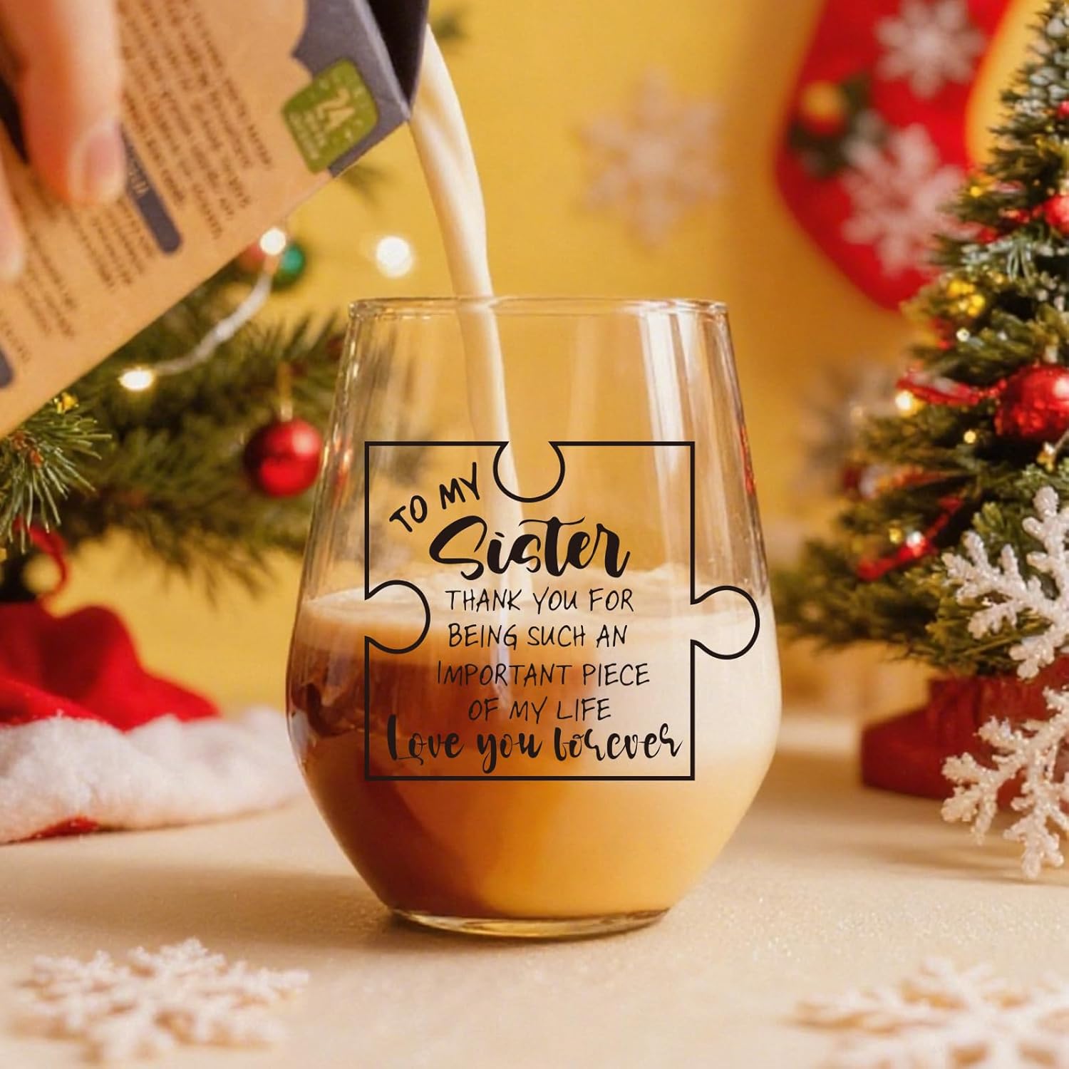 Sister Gift from Sisters,Christams,Birthday Gifts for Friend,Unique Puzzle Piece Sister Wine Glass,Such An Important Piece of My Life - Image 2