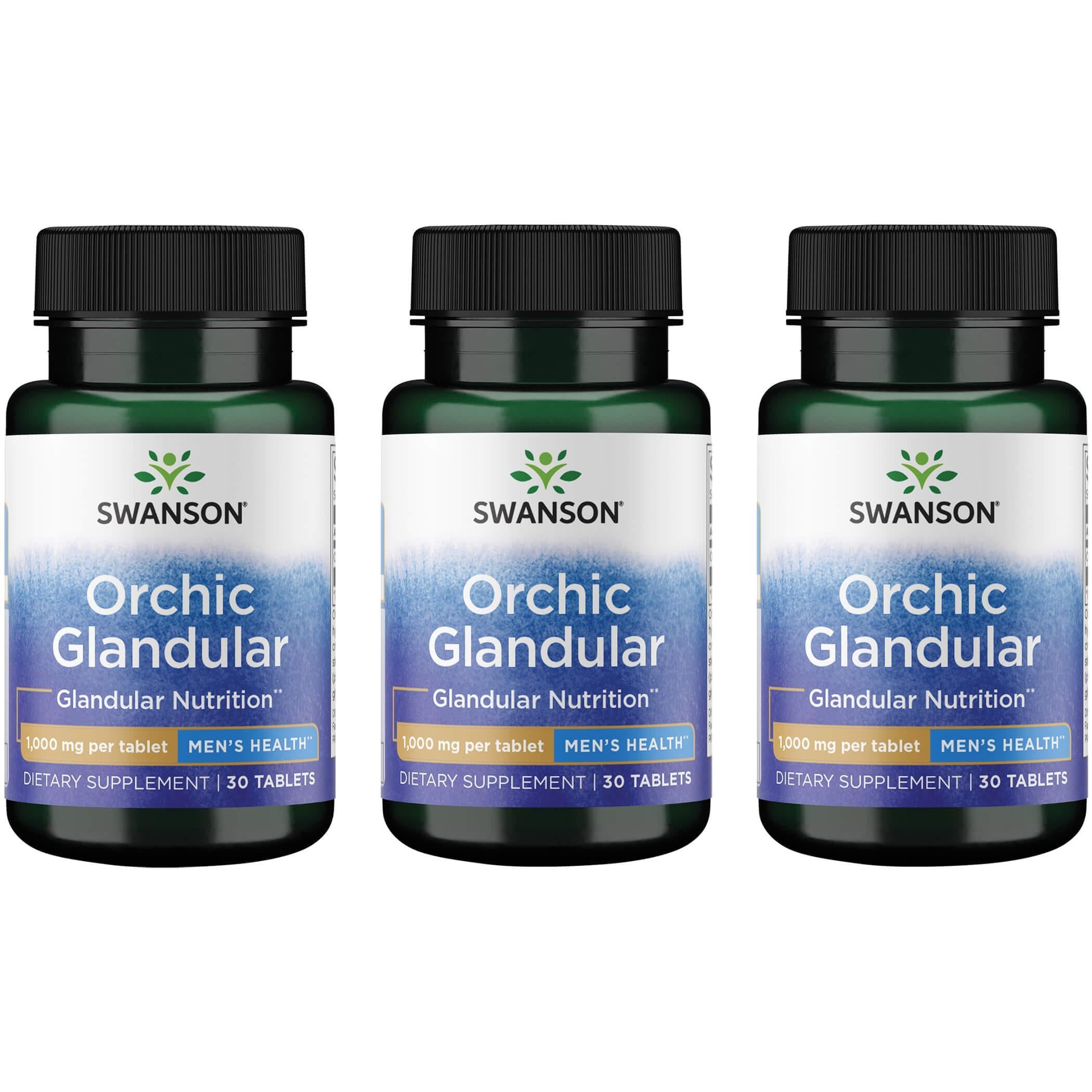 Swanson Orchic Glandular Men's Health 1 gm, 30 Tablets, 3 Pack 30 Count (Pack of 3)