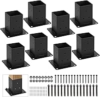 Vista 11 de Base de poste de 4 x 4, tamaño interior de 3.5 x 3.5 pulgadas, base de poste de cubierta para hormigón, para soporte de buzón, anclaje de poste