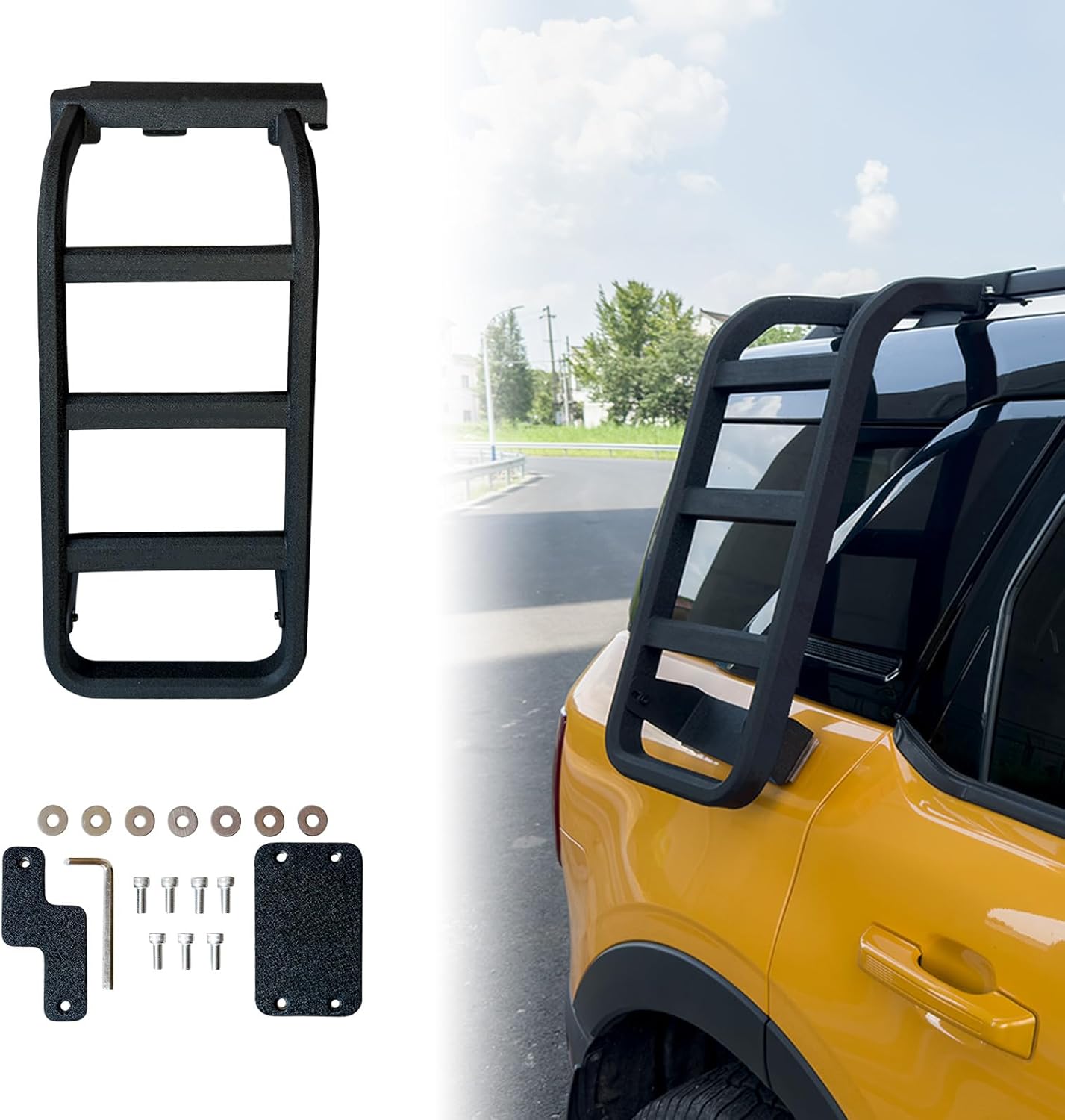 Side Window Ladder Compatible with 2021-2025 Ford Bronco Sport Passenger Side Window Roof Climbing Step Luggage Rack Ladder for 2024 Bronco Sport Exterior Accessories(Black)