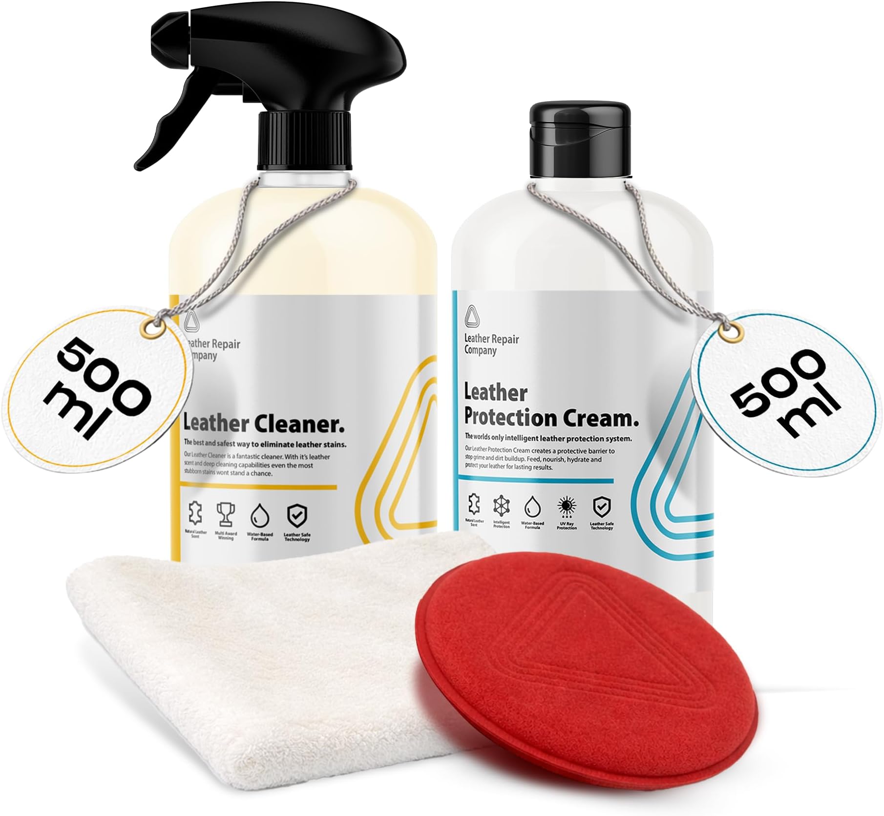 Deep Leather Cleaner & Protection Conditioner Care Kit for Cleaning & Protecting Car Interiors, Furniture Suite, Sofa, Settee, Jackets & Leather Items, 2x 500ml