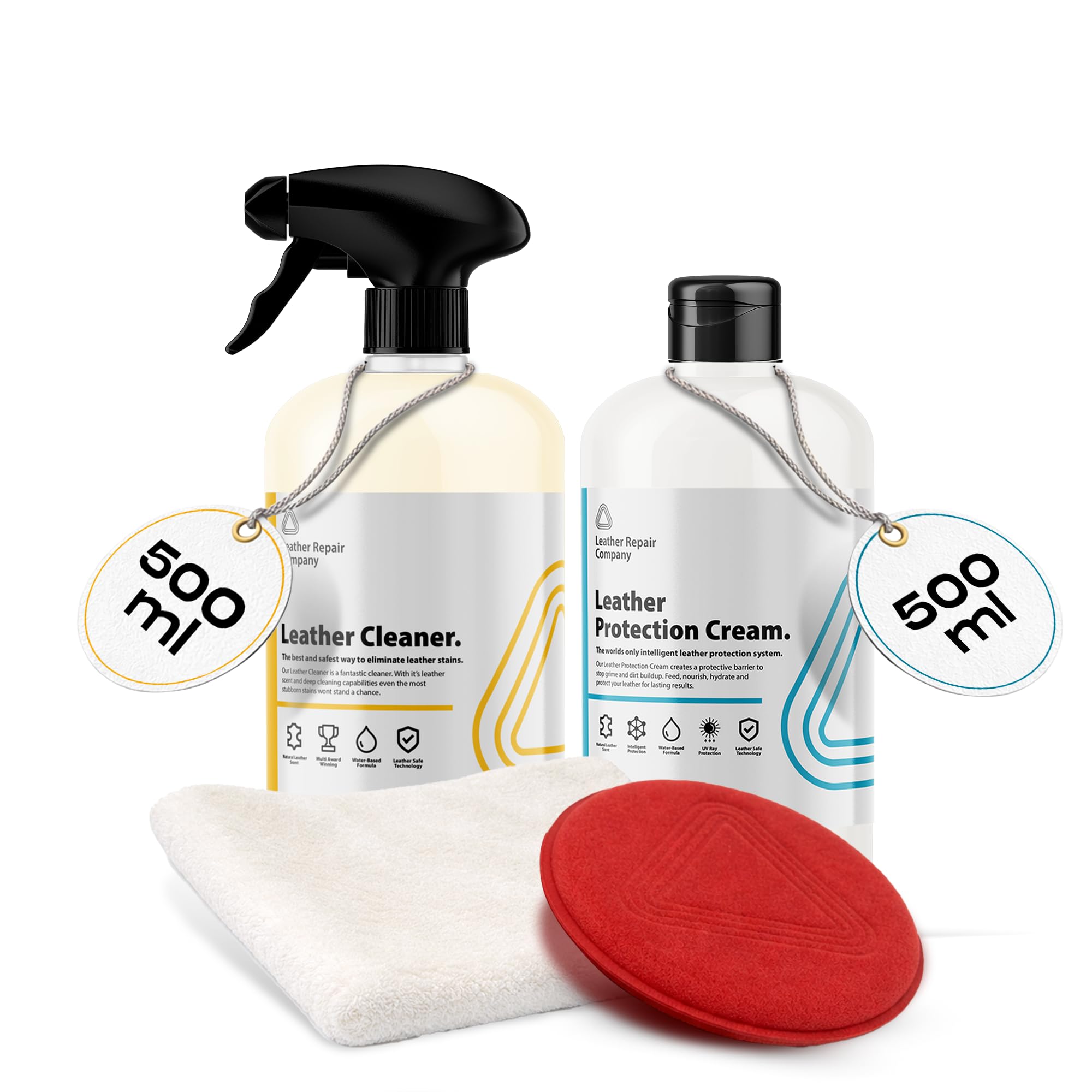 Deep Leather Cleaner & Protection Conditioner Care Kit for Cleaning & Protecting Car Interiors, Furniture Suite, Sofa, Settee, Jackets & Leather Items, 2x 500ml