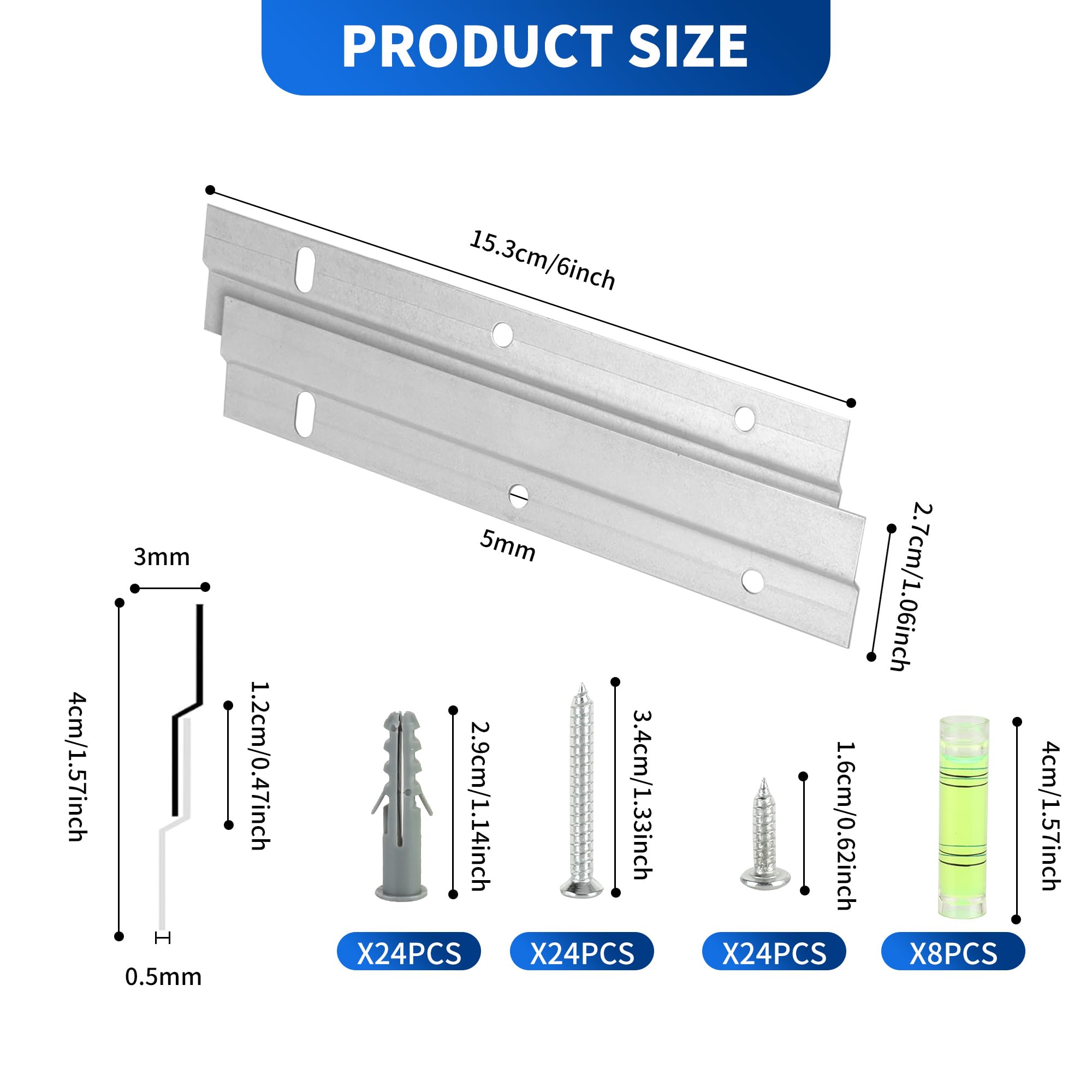 YKUKIZEE 8 Pack 6 inch French Cleats Bracket Heavy Duty, Mirror Hanger Z Bar 15 cm - Image 2