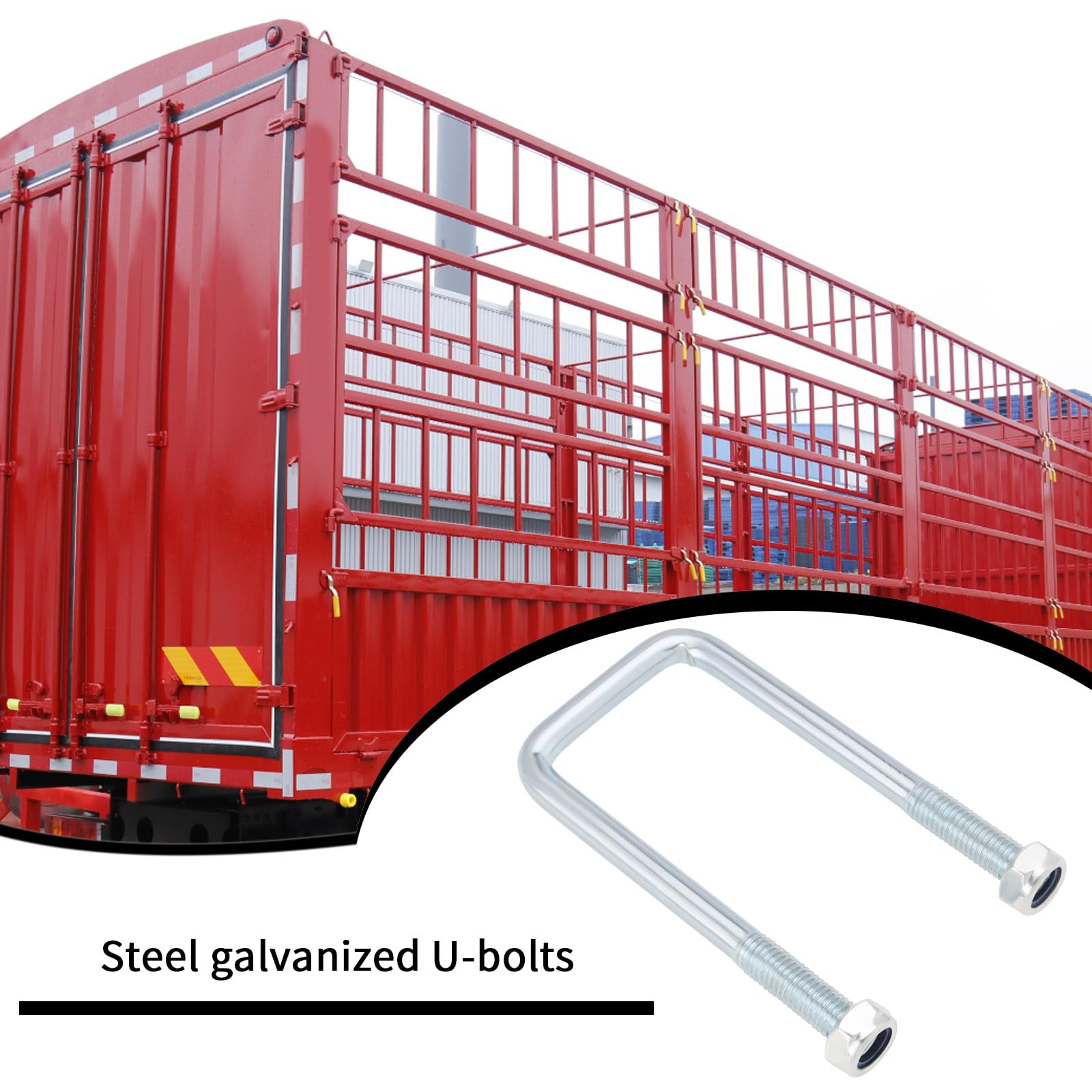 The Lord of the Tools 4 Sets Galvanized Steel U-Bolt Nut Set M12x42mm U Bolts with Plate Nut Compatible with Ifor Williams Trailer Twin Leaf Springs - Image 2