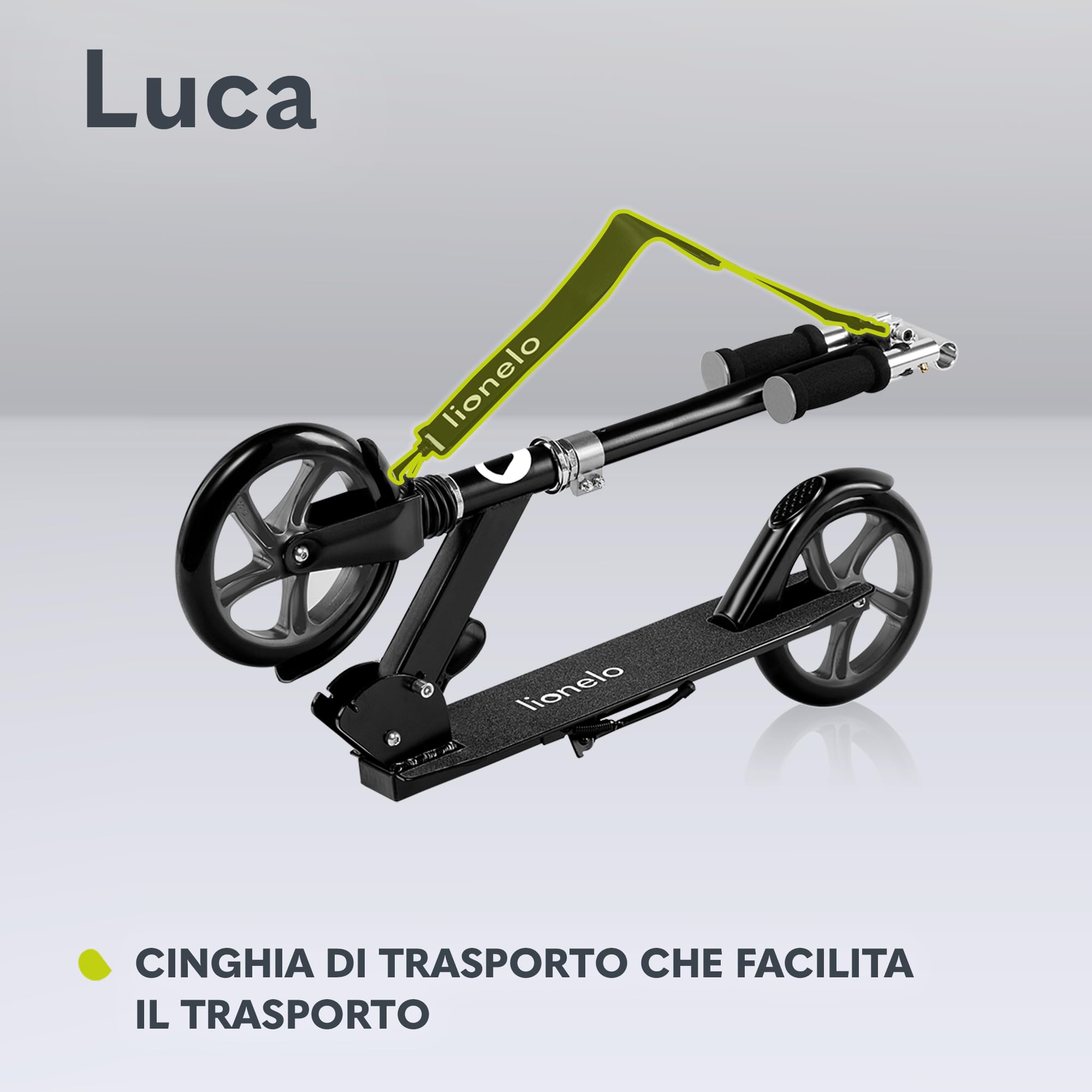 LIONELO LUCA Monopattino pieghevole per Bambini e adulti fino a Regiolable e leggero solo Costruzione solida Ruote Ammortizzatori ShockResist, Freno