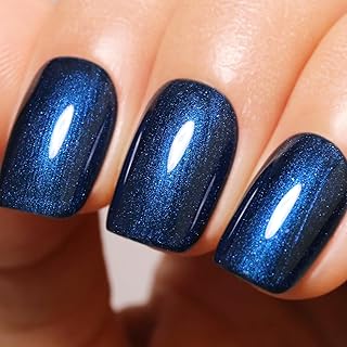 Pearl Gel Nail Polish, 0.5 Fl Oz Navy Blue Glitter Pearl Gel Nail Polish Sparkle Shimmer Fall Winter for Art DIY Manicure Soak off LED UV