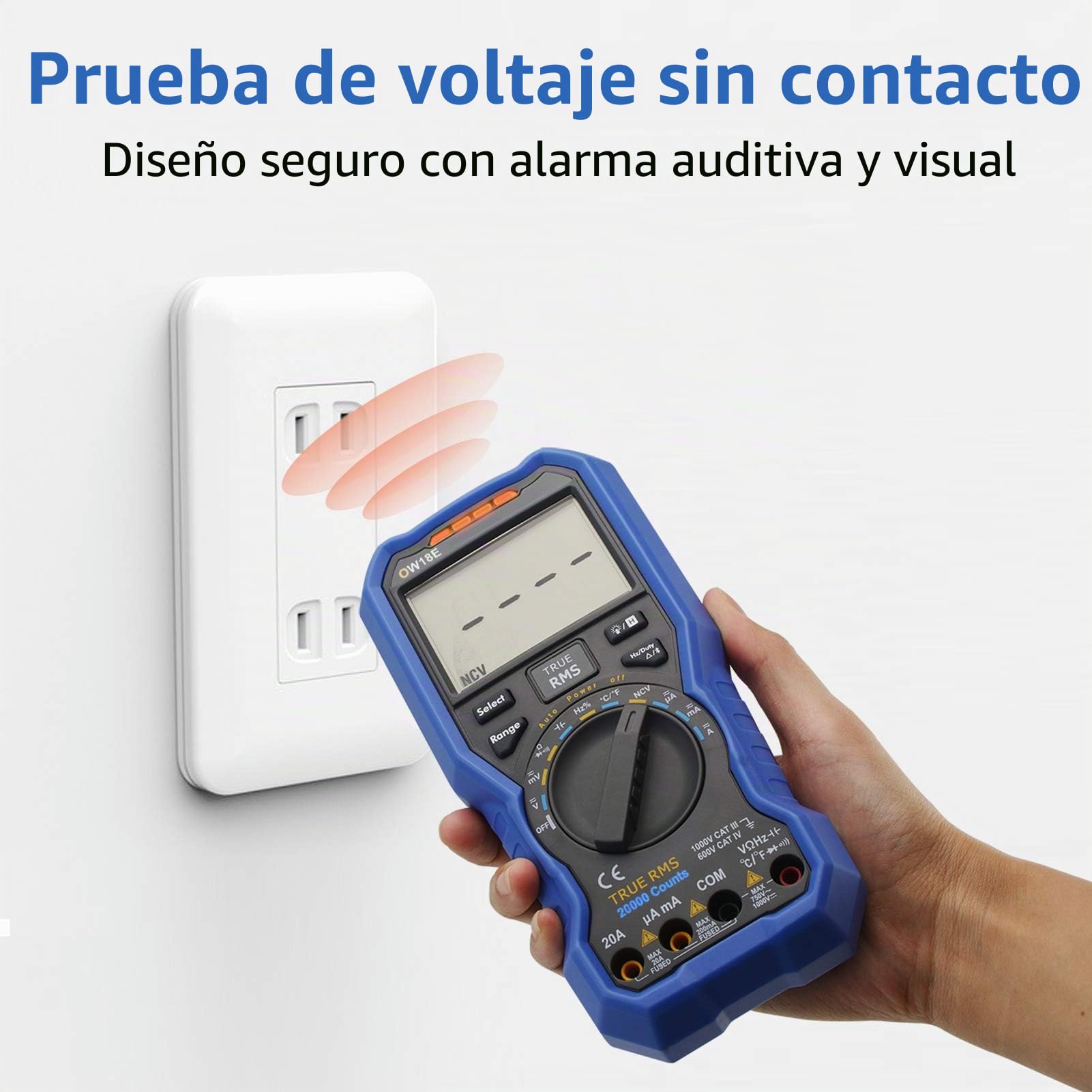 owon OW18E - Multímetro digital Bluetooth, 20000 conteo multímetros, Voltímetro Amperímetro Ohmímetro Verificador de circuito con cables de prueba LCD retroiluminados, T-Rms NCV