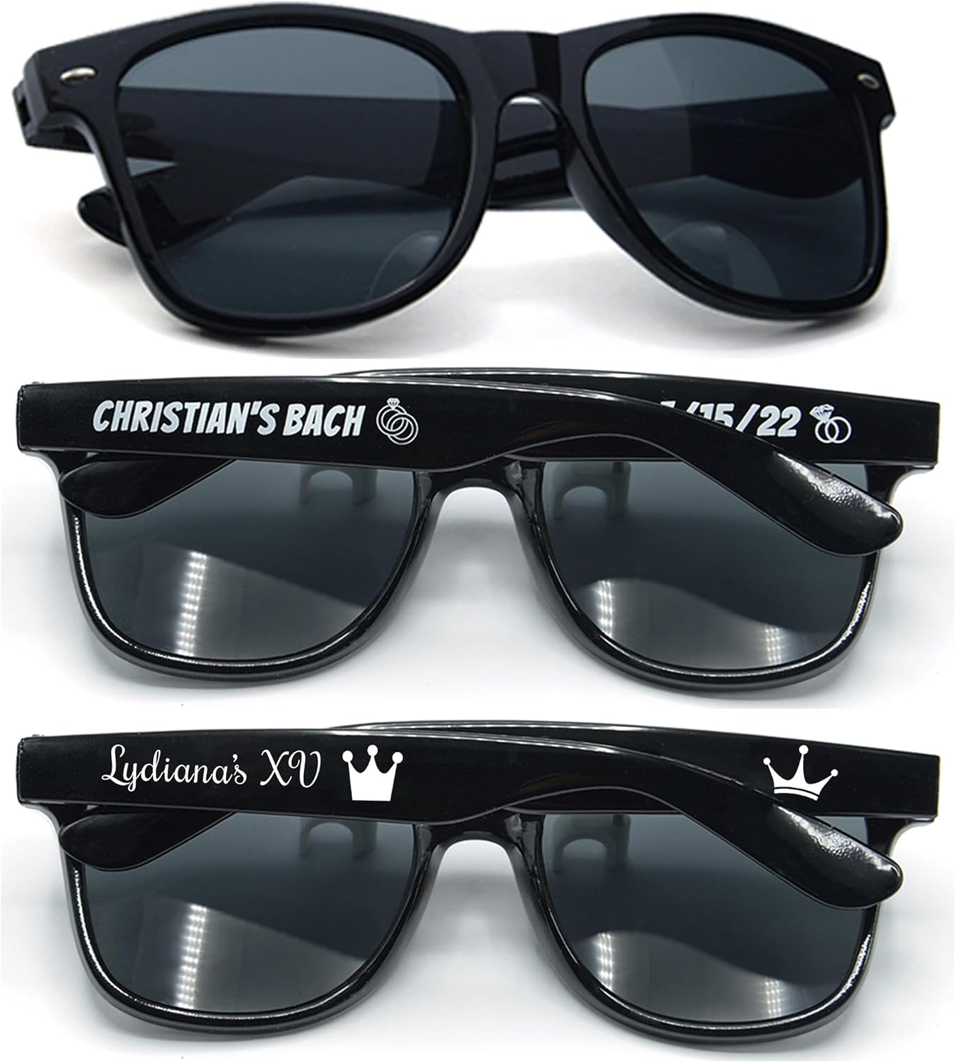 55PC Custom Sunglasses Personalized Bulk Party Favors Wedding Guests Logo Music Show Birthday Bachelorette Bridesmaid Gifts Garden 2024 Prom Customizable Glasses (Black)