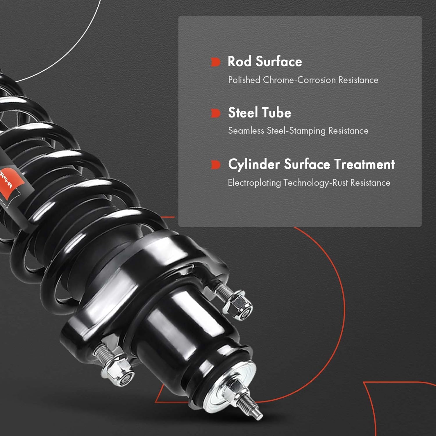 A-Premium Rear Pair (2) Complete Strut & Coil Spring Assembly Compatible with Mitsubishi Lancer GTS 2008 2009 2010, Driver and Passenger Side