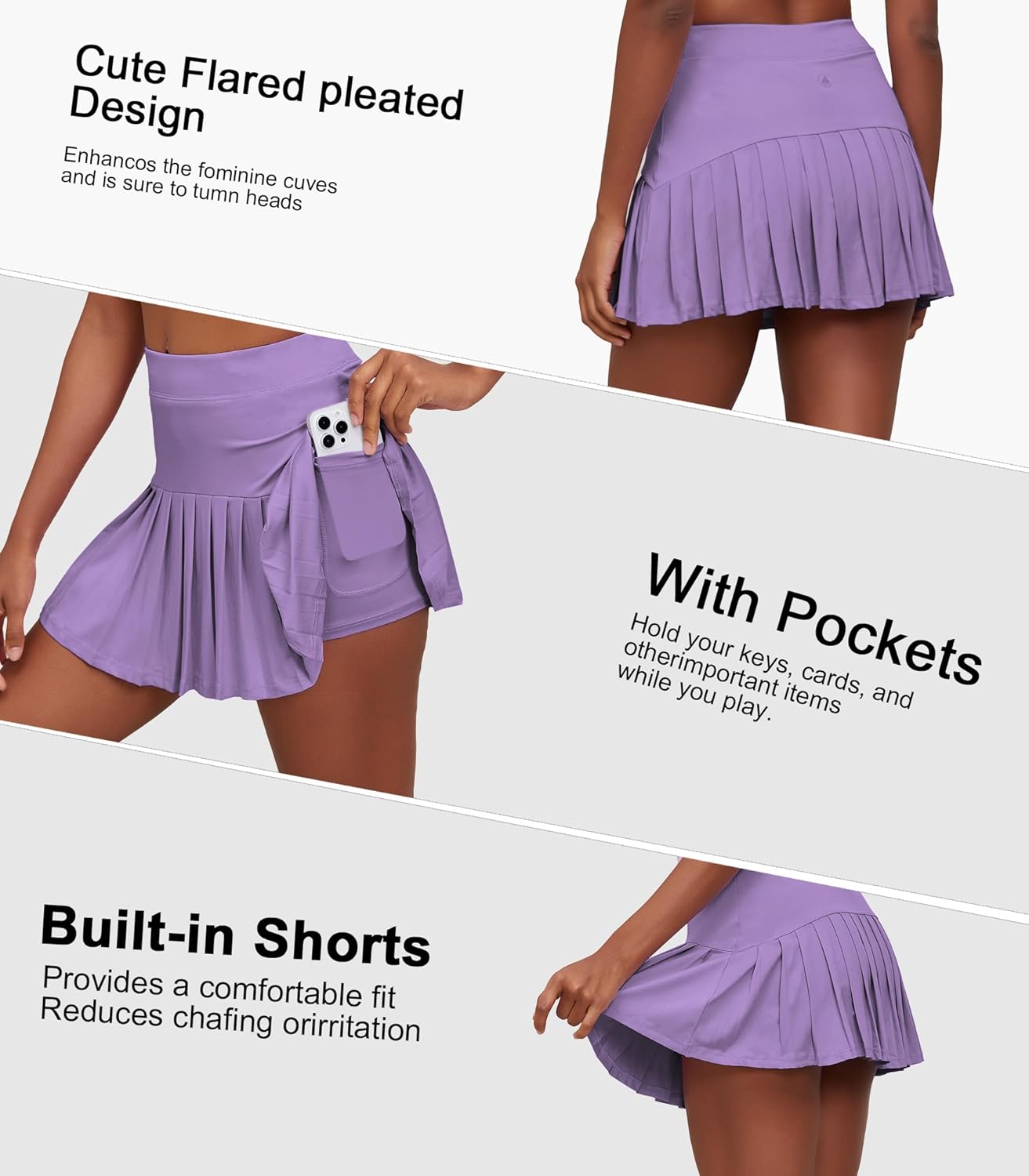 Pleated Tennis Skirt for Women with Pockets High Waisted Athletic Golf Skorts Skirts for Casual Athletic Running - Image 7