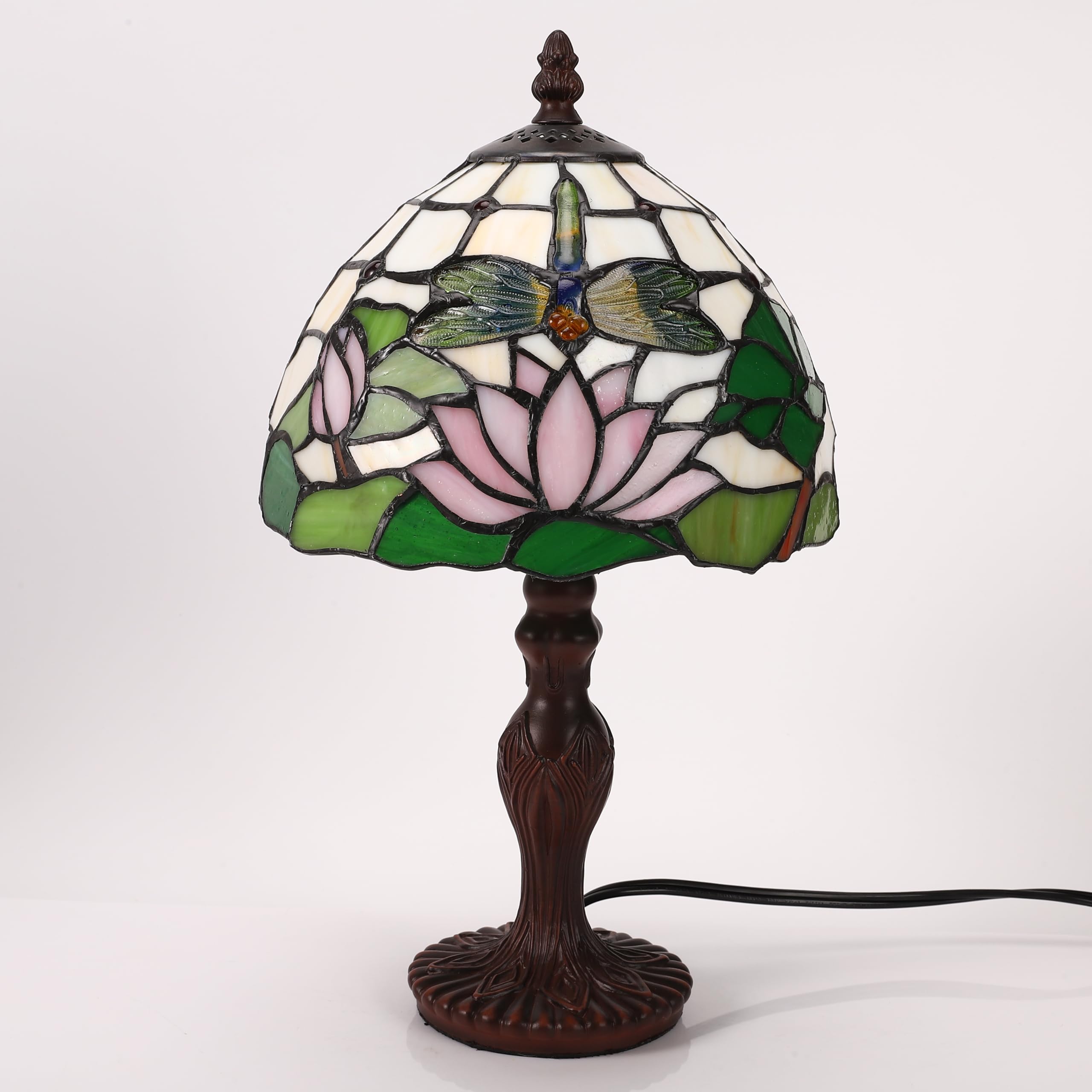 Lampada da Tavolo Tiffany Con Paralume in Vetro Colorato - per Soggiorno, Camera da Letto, Studio e Tavolino da Caffè