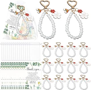 30 Sets Wedding Favors Including Pearl Rainbow Keychain Flower Pendant with Thank You Cards Organza Bags Bridal Shower Party Gifts Newlyweds Wedding Souvenirs (Style 1)