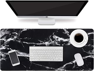 HAOCOO Desk Pad, Office Desk Mat 35.4" ×15.7" Large Gaming Mouse Pad Durable Extended Computer Mouse Pad Waterproof Thick Writing Pads with Non-Slip Rubber Base for Office Home,Black Marble