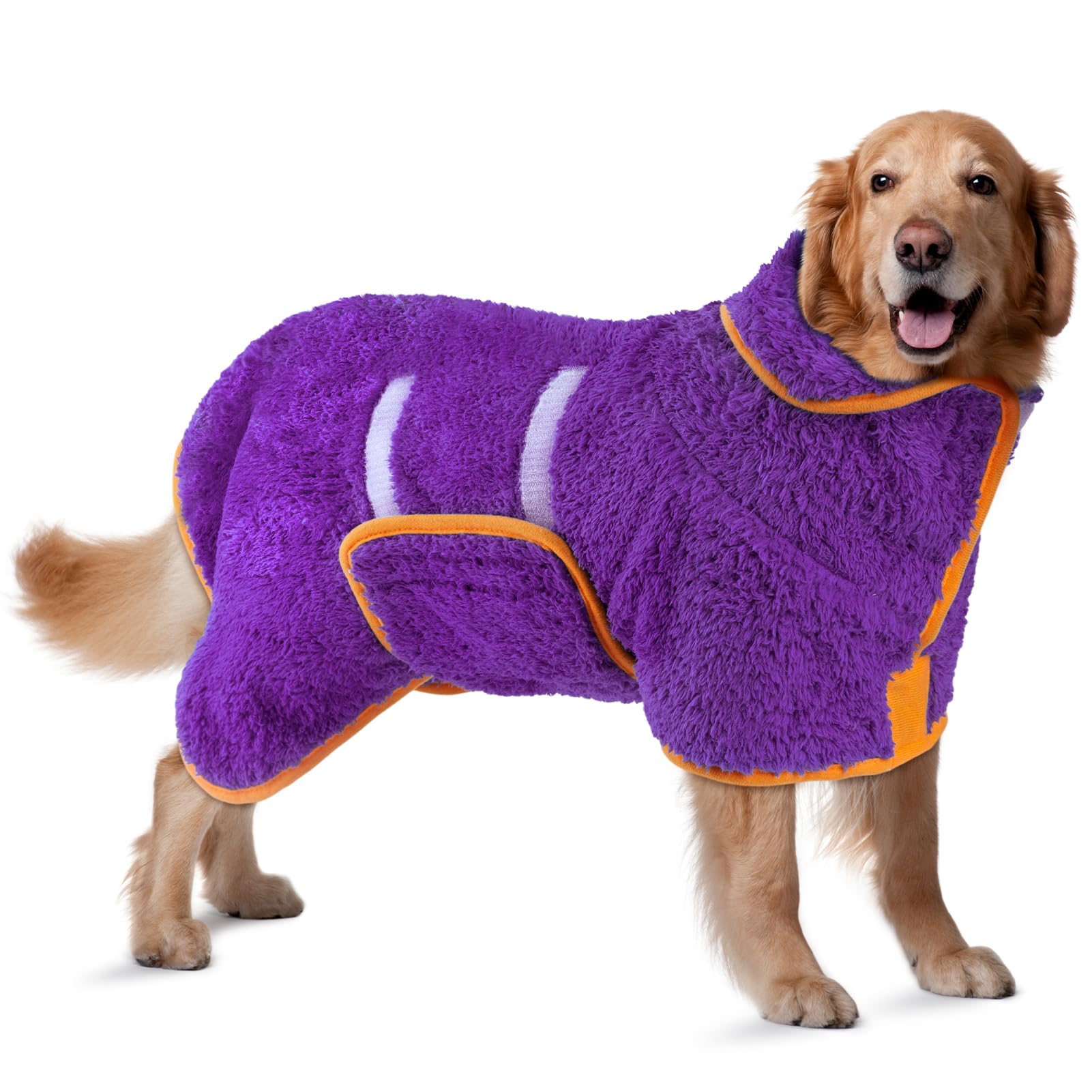 Bienbee Dog Bathrobe, Quick Drying Super Absorbent Dog Robes for After Bath, Warm Keeping Dogs Towel, Dogs Bath Supplies, Dark Purple XL