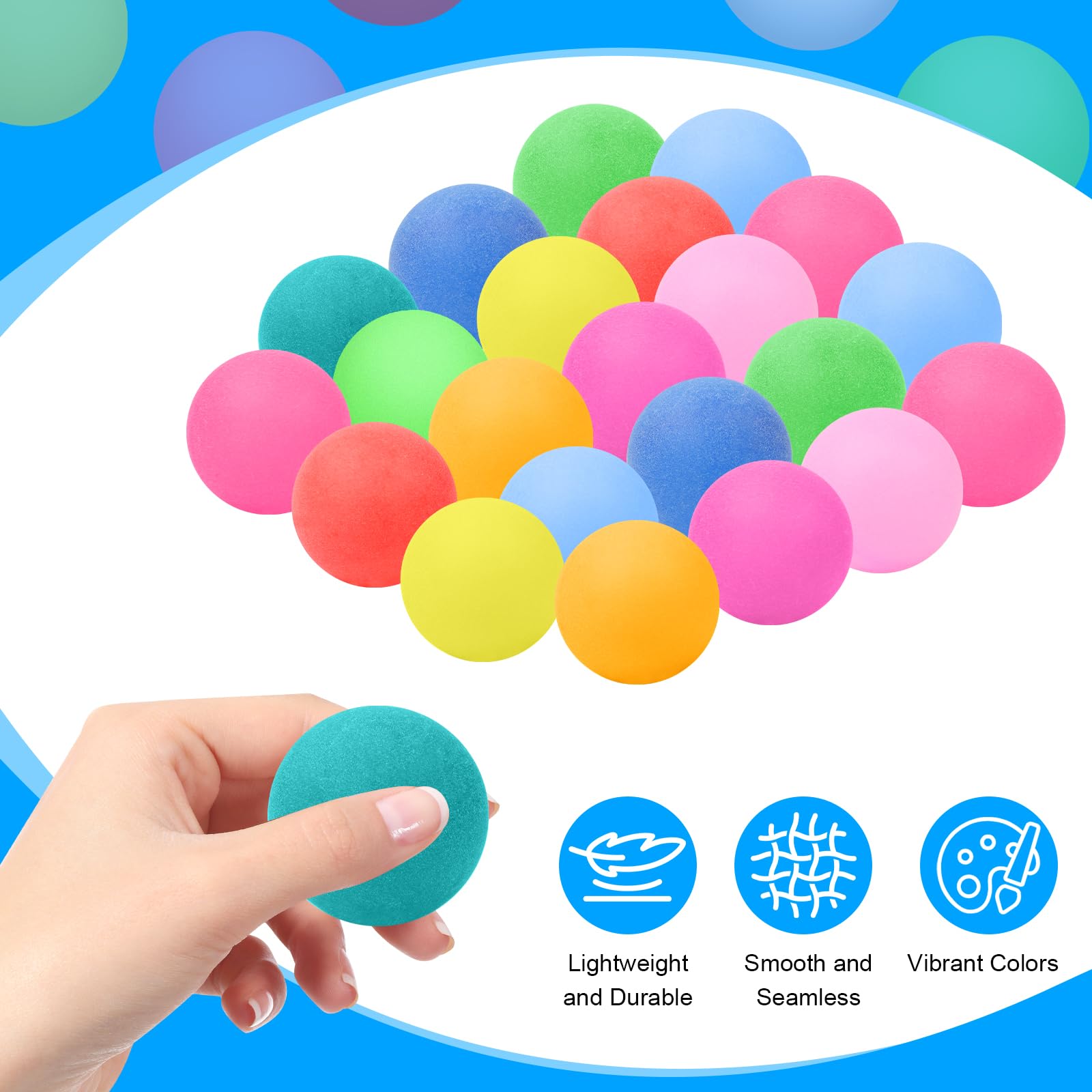 80 pelotas de ping pong multicolor de 40 mm con 80 pegatinas para decoraciones de fiestas, juegos, manualidades, proyectos de bricolaje