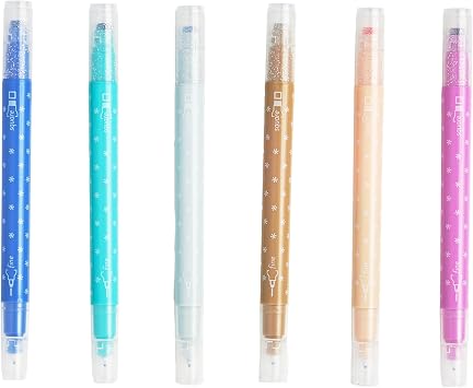 Erin Condren Dual Tip Markers, Colorful and Versatile Marker Set for Journals, Planners, and Note-Taking, Includes Fine Tip and Medium Tip, Metallic, Set of 6
