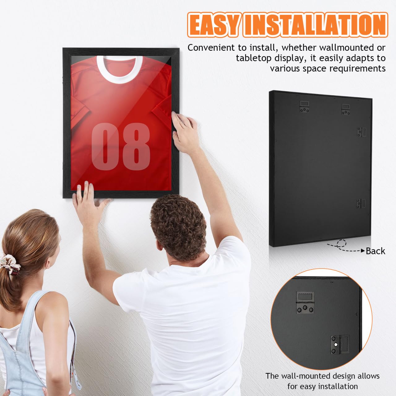 DOITOOL Espositore in legno per maglie sportive, grande cornice divisa con finestra, scatola da basket e hockey per esporre cimeli, 27,9 x 35,5 cm, adatta per l'esposizione