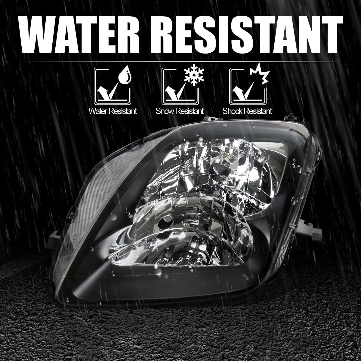 SPEC-D TUNING Black Bezel Headlights Compatible with 1997-2001 Honda Prelude L+R Pair Head Light Lamp Assembly