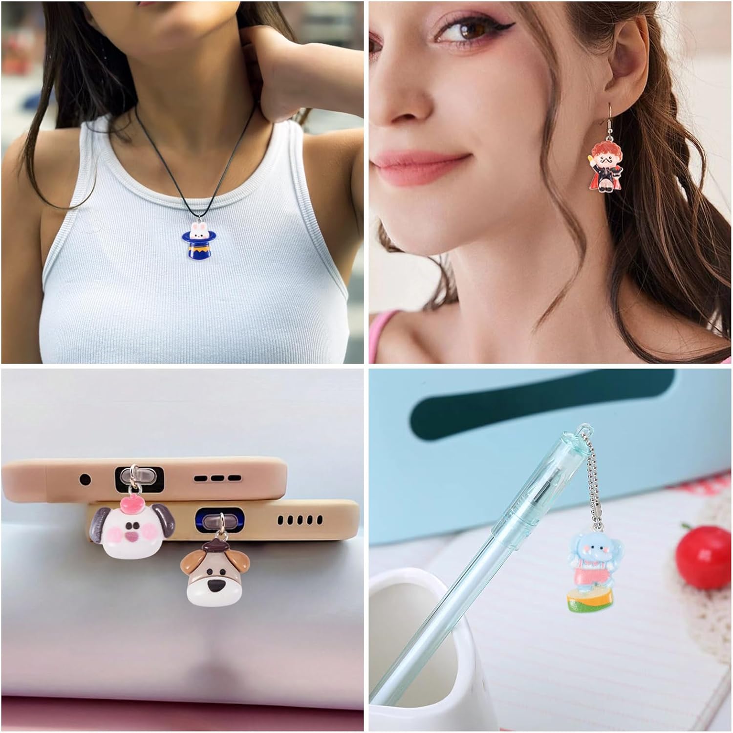 Cheriswelry Resin Charm Pendant 22Pcs Cute Animal Keychain Charms Cartoon Animal Hang Ornament 20-32mm for Necklace Earring Bracelet Jewelry Making DIY Craft - Image 4