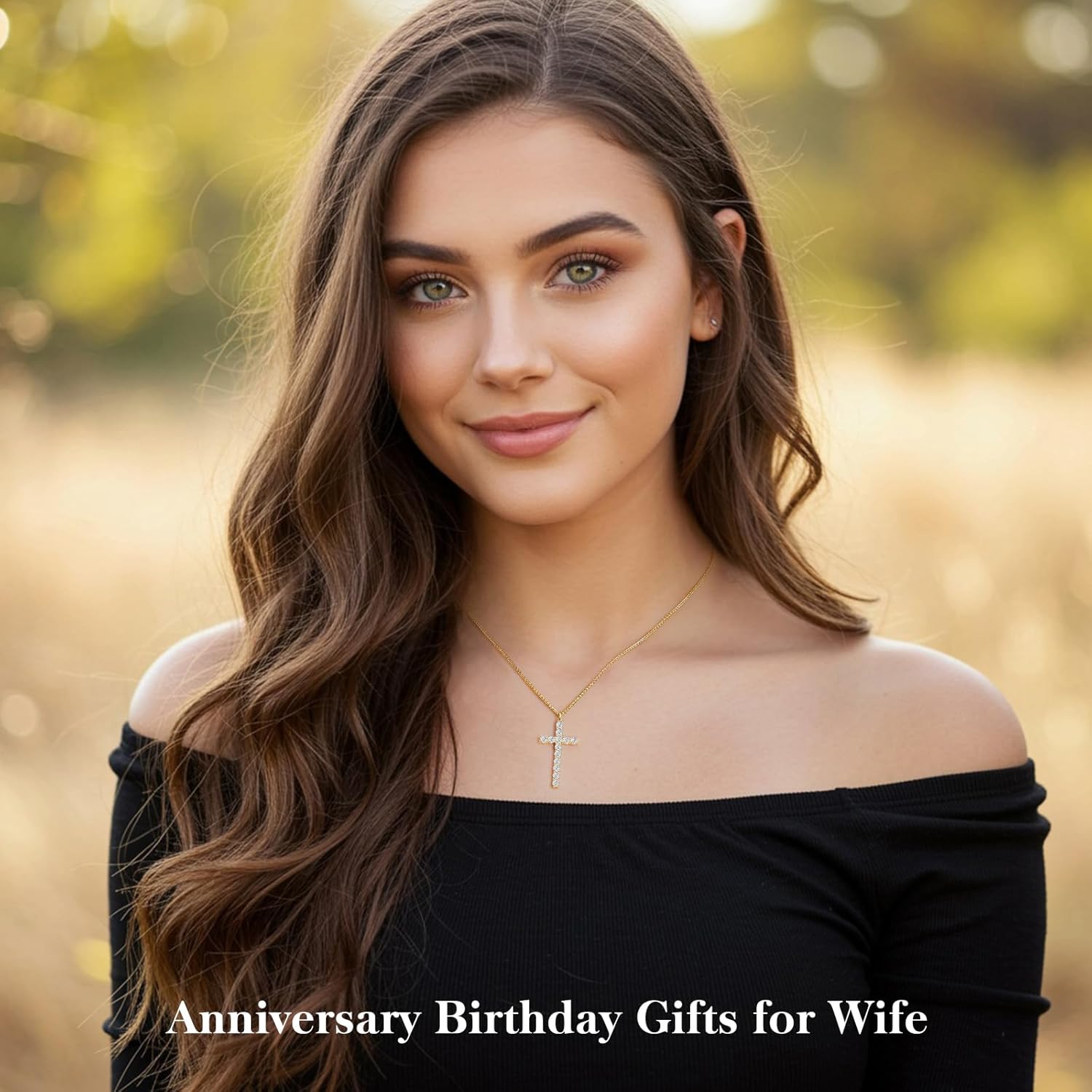 Moissanite Cross Necklace for Women Sterling Silver Gold Plating Necklaces for Wife Christian Cross Pendant Religious Anniversary Jewelry for Her Birthday Christmas Gifts for Wife Girlfriend - Image 2