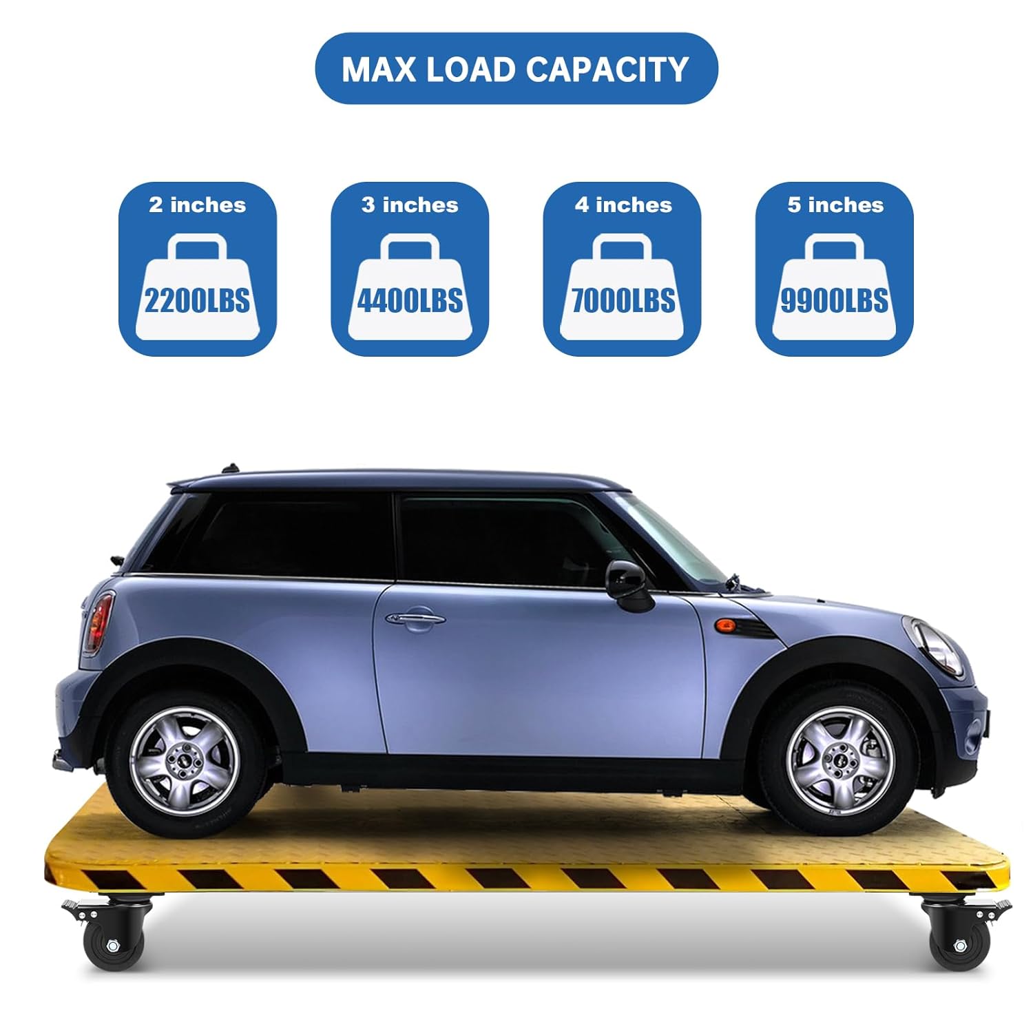 W B D WEIBIDA Plate Swivel Caster Wheels 3-inch Heavy Duty of 4400lbs, Low Gravity Center Design Black Caster Wheels with Brake, Durable & Quiet & Sturdy Nylon Wheels for Industrial, Set of 4