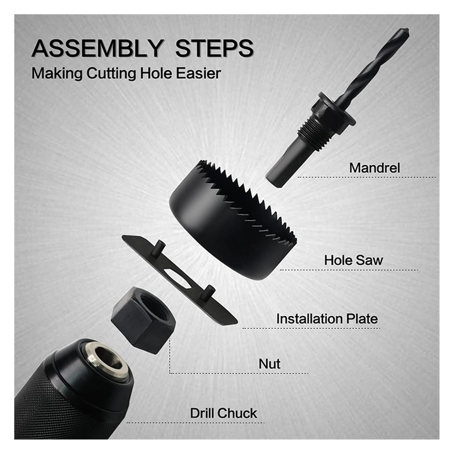 Hole Saw Kit 8/11/16PCS Hole Saw Set Drill Bit Thin Gypsum Board/Wooden Board Reamer Woodworking Opener Wood Drills Tapper Tool Professional(11pcs)