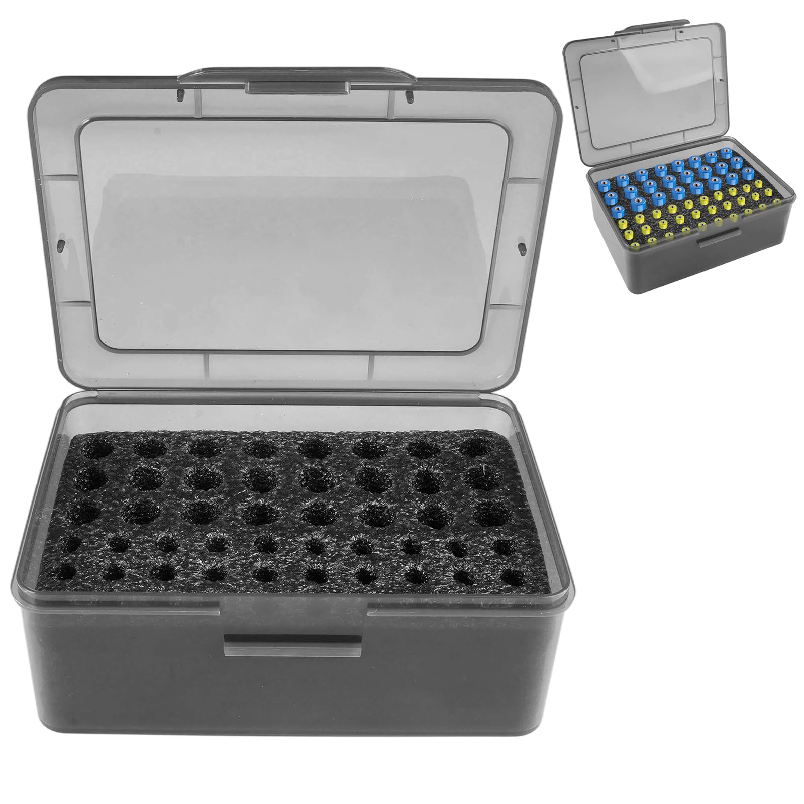 Boîte de Rangement pour 24 Piles AA et 30 AAA, Matériau Translucide Noir | Organiseur Portable en Plastique, Boîtier de Batterie Résistant à L'humidité et à la Poussière, Dur étui pour Pile