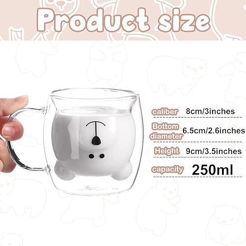 Miniatura 2 de Taza de té de oso lindo de doble pared de vidrio con asa aislada para café expreso de Navidad, taza de cerveza de Navidad, lindo regalo de