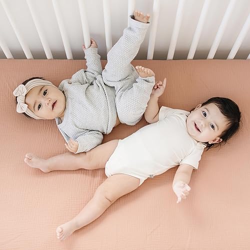 Miniatura 9 de Konssy Sábanas bajeras de muselina para cuna, 100% algodón, para colchón de cuna estándar (28 x 52 pulgadas), suaves y transpirables para niños,