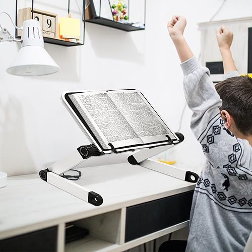 Miniatura 5 de Soporte para libros extra grande para leer en la cama y el escritorio, soporte ajustable para libros de múltiples ángulos y alturas, soporte ligero
