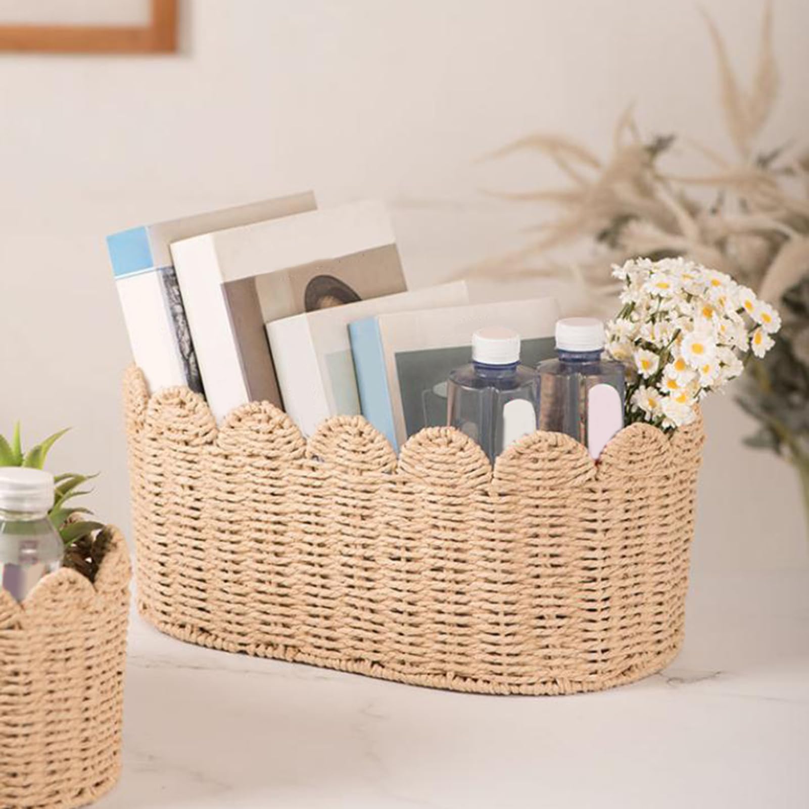 Cesti in Corda per Conservazione,Cesto Intrecciato Grazioso | Organizzazione Casa per Scaffali Divano Bancone Ufficio Dispensa Ingresso Bagno Comò Tavolo Libreria Camera da Letto