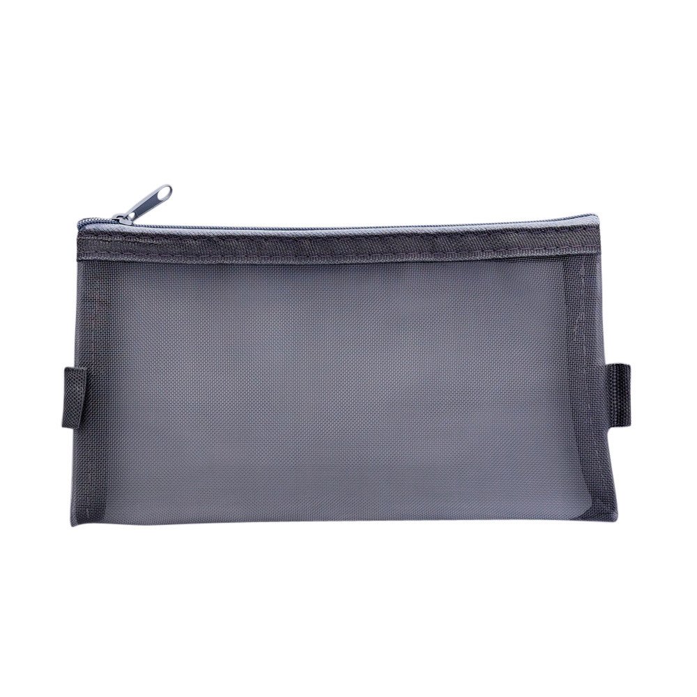 Andouy Simple Transparent Mesh Case Office Student Pencil Cases Nylon School Supplies (A)