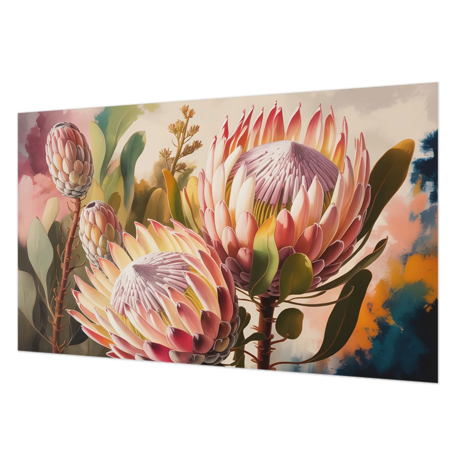 Fleurs de protéa sur tapisserie intissée grand format pour chambre