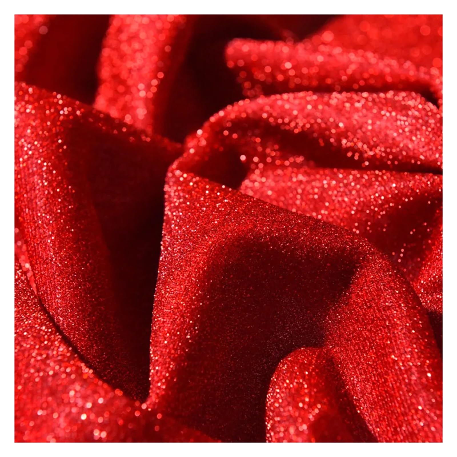 Tejidos metalizados brillantes, Tela elástica de punto con purpurina brillante, multicolor, 50 cm x 150(Red)