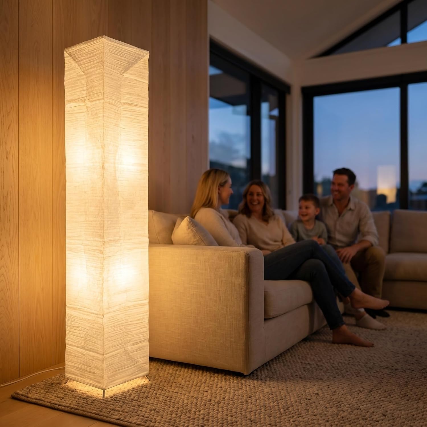 VOSAREA Japanese Style Floor Lamp Replacement Shade Foldable Paper Lamp Shade for Living Room Bedroom Office Soft Light Easy Installation Home Lighting Accessory image 3