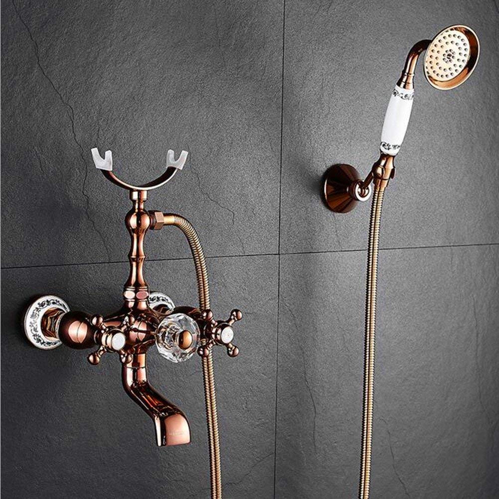 Mélangeur de baignoire robinet mitigeur encastré or rose ensemble douche cuivre
