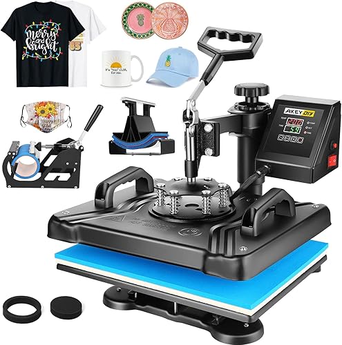 Máquina de prensa de calor para camisetas, máquina de transferencia de calor 5 en 1, prensa de impresión de calor de 12 x 15 pulgadas para