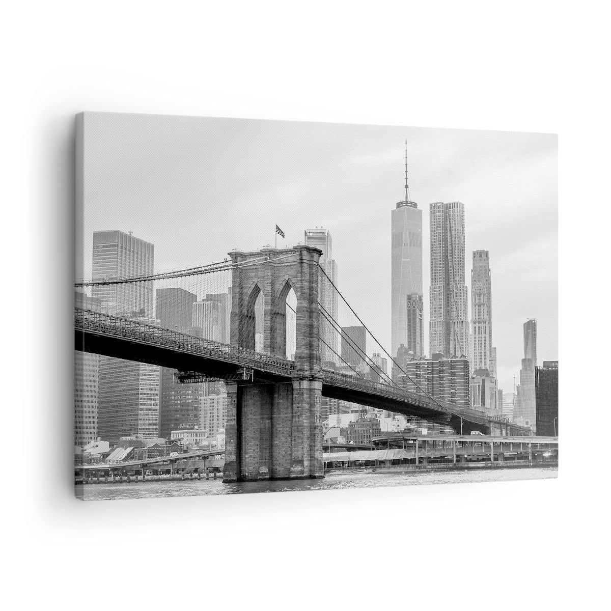 Lienzos decorativos Puente Brooklyn Blanco Y Negro Cuadro Sobre Lienzo Moderno 70x50cm Cuadros Decoracion Salon Dormitorio Cocina Cuadros Pared Imágenes Wall Art Prints Decor Canvas AA70x50-4245