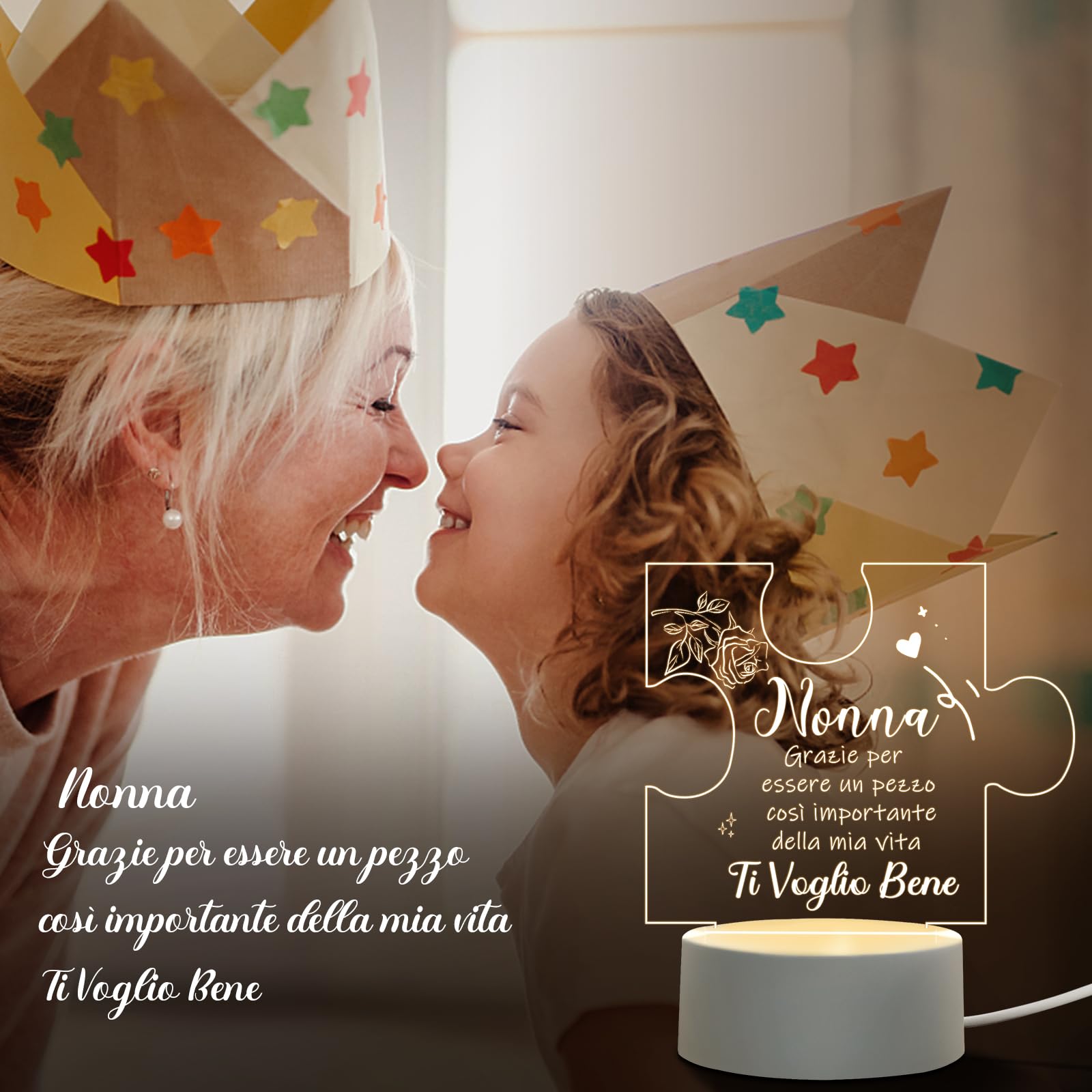 Targa Acrilica Per Nonna - Regalo Compleanno, Natale O Festa Dei Nonni, 10x10cm, Con Messaggio Affettuoso - Foto 5