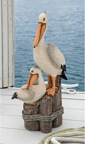 Miniatura 6 de Design Toscano Coastal Decor Ocean's Perch Pelicans - Estatua de pájaro de jardín, 9 pulgadas de ancho, 24 pulgadas de alto, resina de piedra