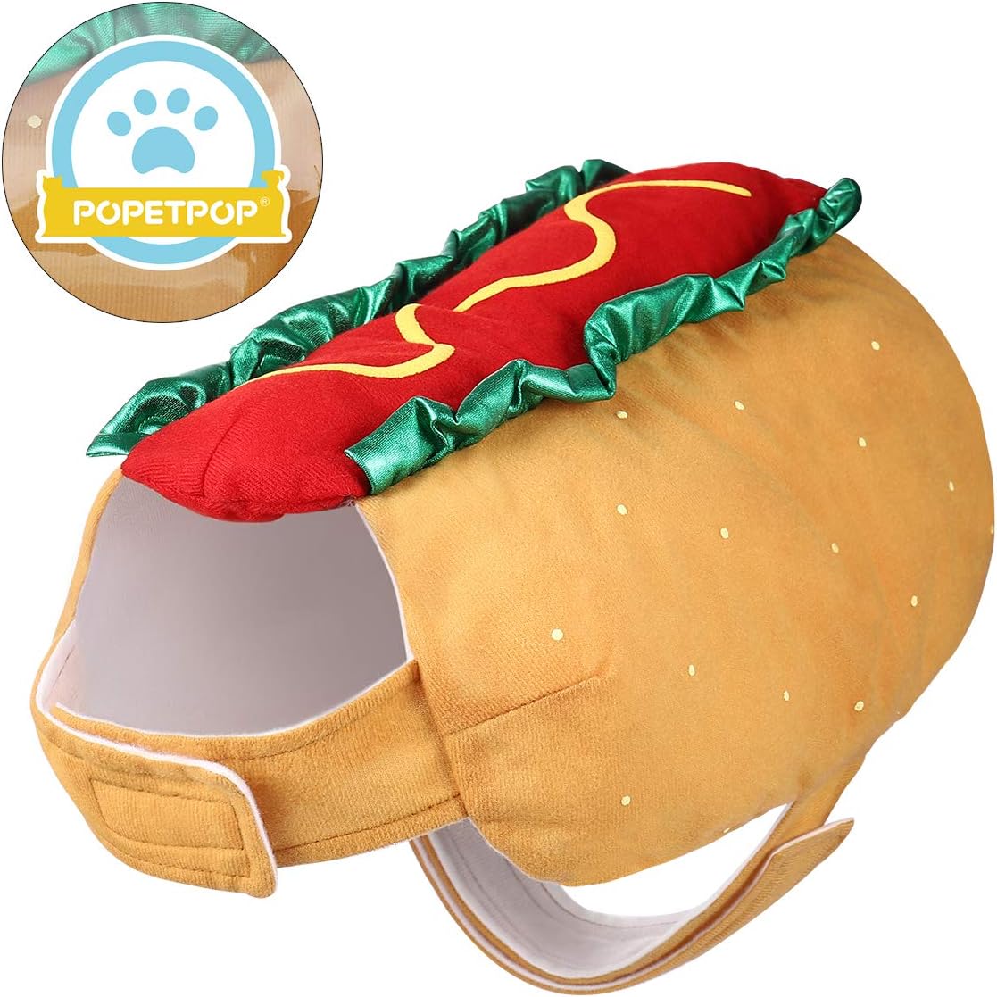 POPETPOP Hot Dog Design Pet Costume, Funny Warm Hoodie for Dogs and Cats, Halloween Christmas Apparel Cosplay for Puppies and Kitten - Size S