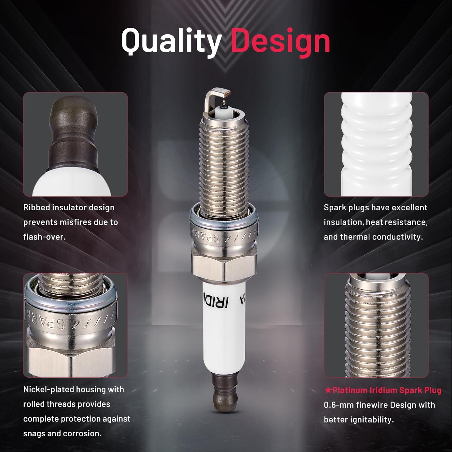 BDFHYK APP5702 Platinum Iridium Spark Plugs Compatible with Dodge Sprinter 2500 3500,Compatible with Kia Soul,Outlander Smart Fortwo,C230 C250 C300 C350 CL550 4288 93911 3.0L 5.5L V8 Set of 6