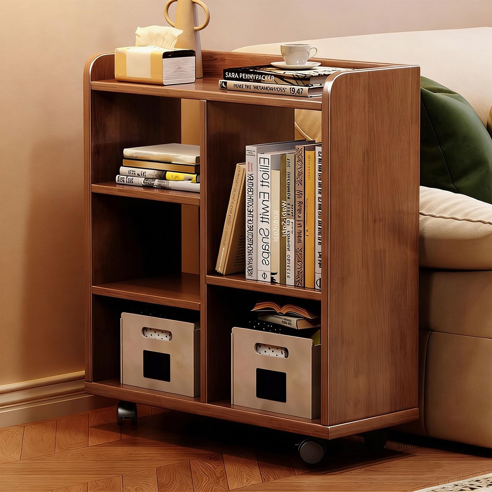 Table basse étroite pour petits espaces et rangement de bureau ordonné