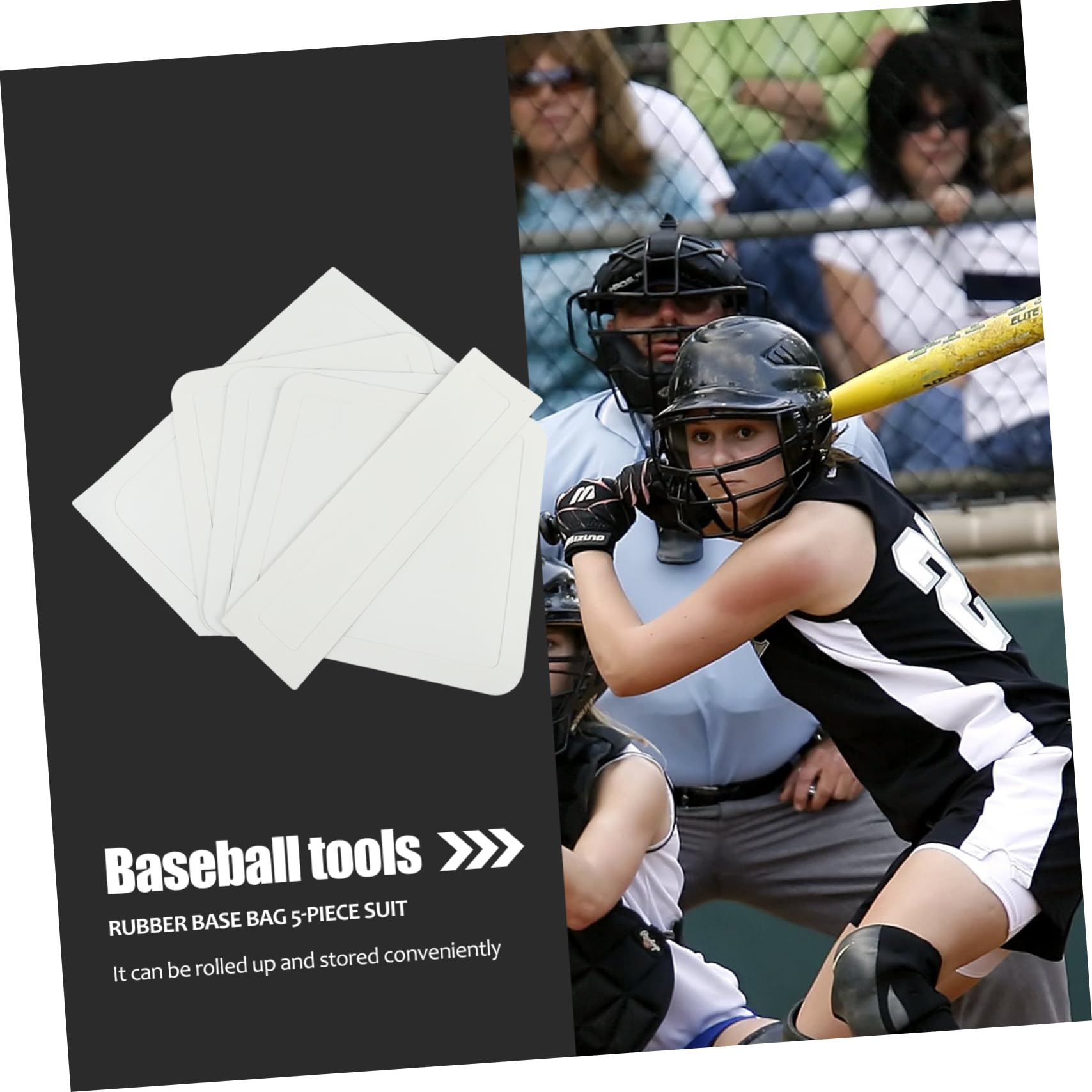 ifundom 5pcs Baseball Base Rubber Kickball Plates for Softball Baseball Practice Portable Field Bases for Youth Sports Schools Parks Training