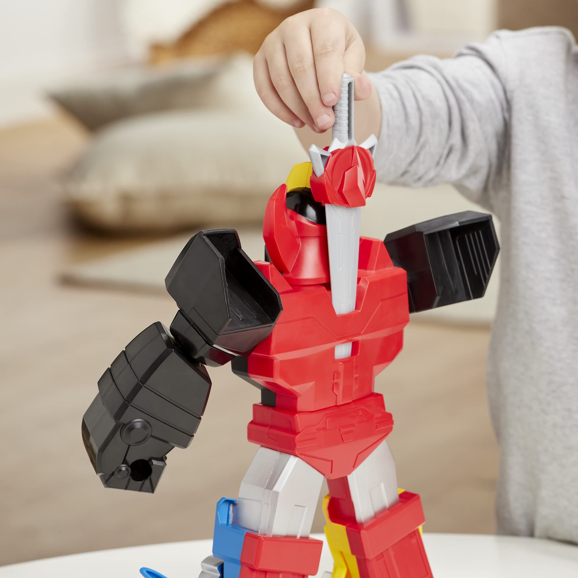 Power Rangers Playskool Heroes Mega Mighties Megazord Figura de acción, juguete Mighty Morphin de 12 pulgadas para niños a partir de 3 años(E6361)